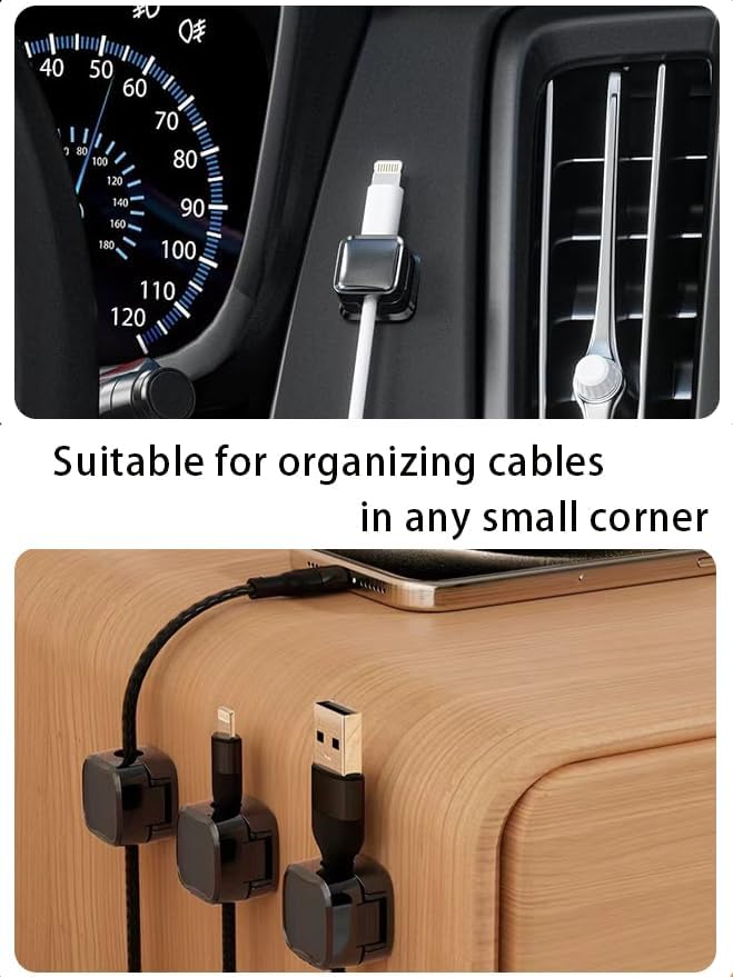 Befunu Set: 6Pcs 6Pcs Under Desk Cable Management Adhesive Magnetic Cable Clips & Silicon Cable Ties, Wire Holder