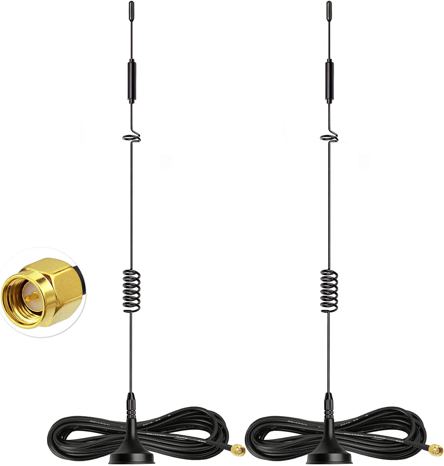 BINGFU 4G 8dBi (2-Pack) 4G LTE Antenna Magnetic Base MIMO SMA Male Antenna Compatible with LTE Wireless CPE Router