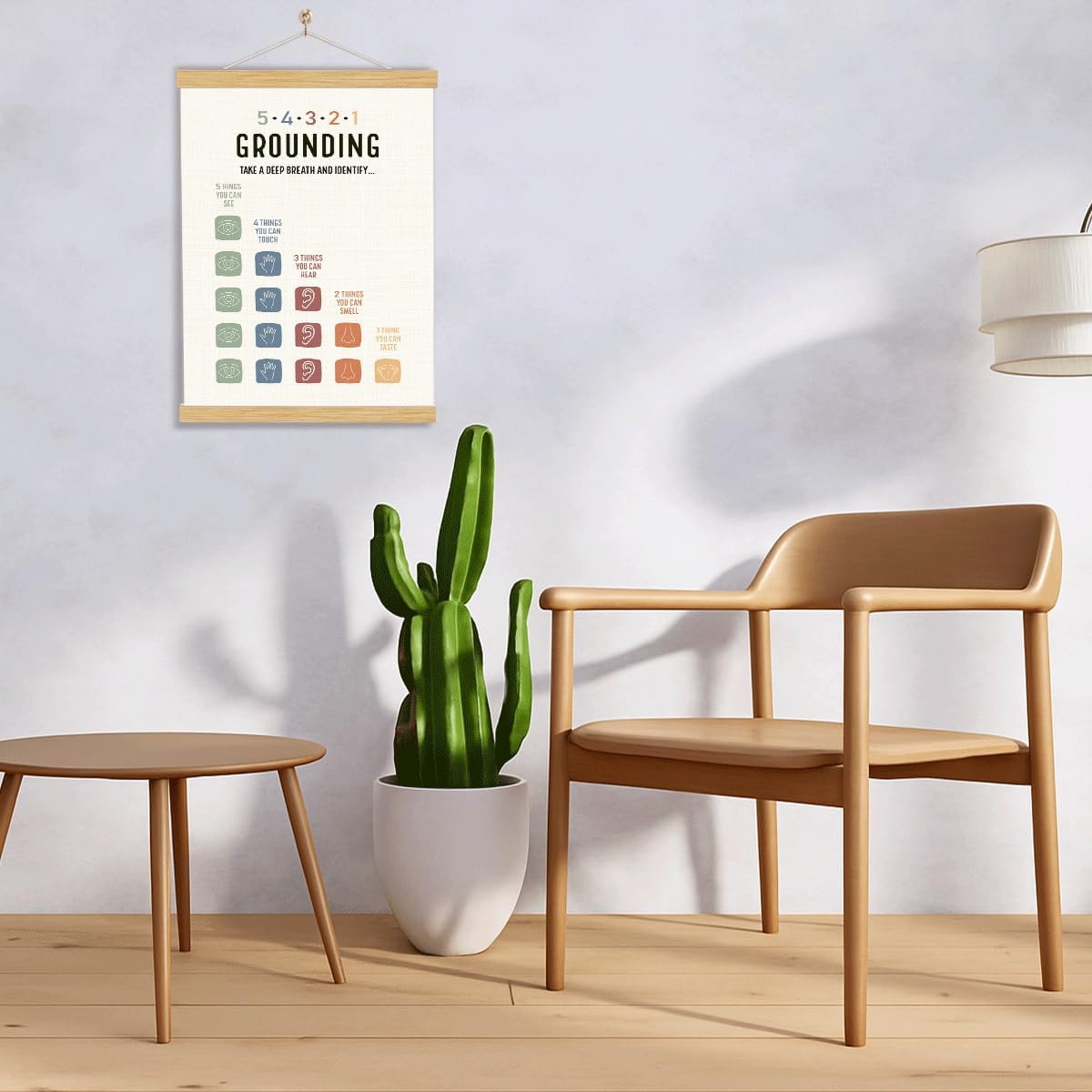 YGSDZY Grounding Technique Exercise Poster - Therapy Wall Art for Mental Health | Classroom Decor