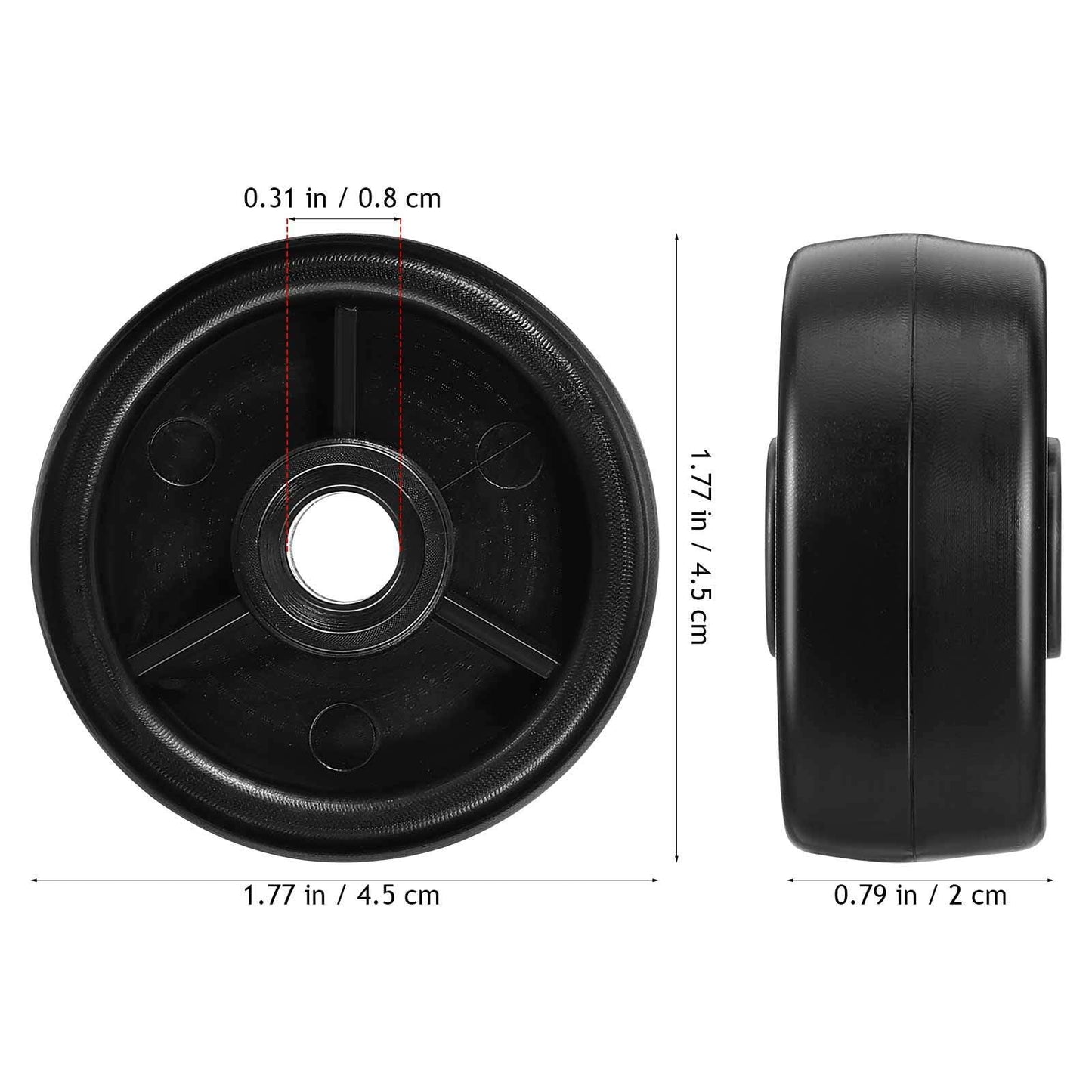 DECHOUS Heavy Duty Plastic Roller Wheel Replacement for Fitness Equipment Smooth Workout Plastic Casters for Treadmill Exercise Bike Home Gym