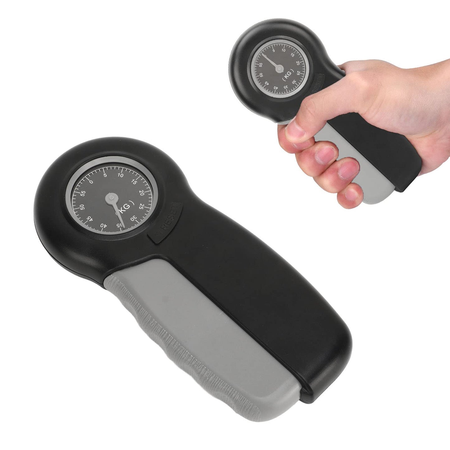 Hand Strengthener Grip Tester, Lightweight Portable ABS Hand Dynamometer for Measuring Grip Strength for Finger Trainer Wrist Strengthening Device Home Exercise (Gray Black)