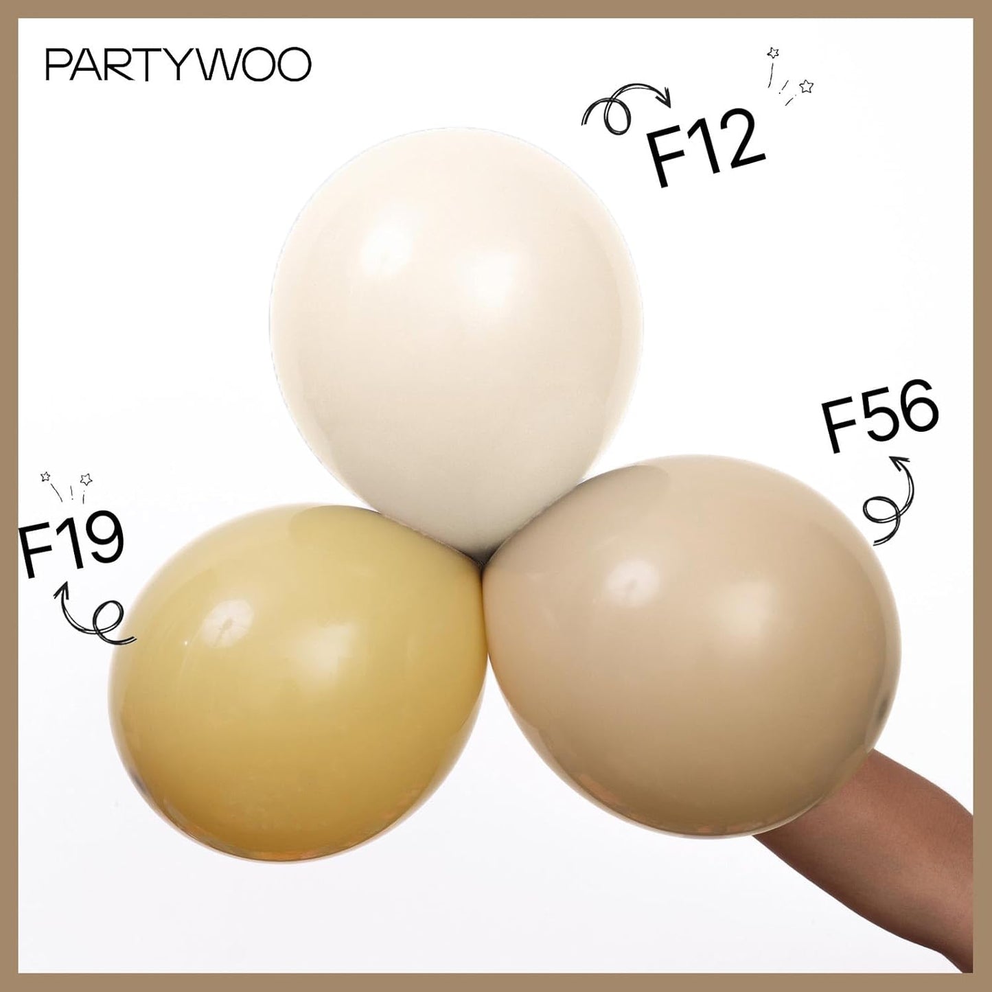 PartyWoo Cream Balloons - 120 Pcs in Beige, Ivory, and Nude for Boho Fall Party Decor | 5-18 Inch Sizes