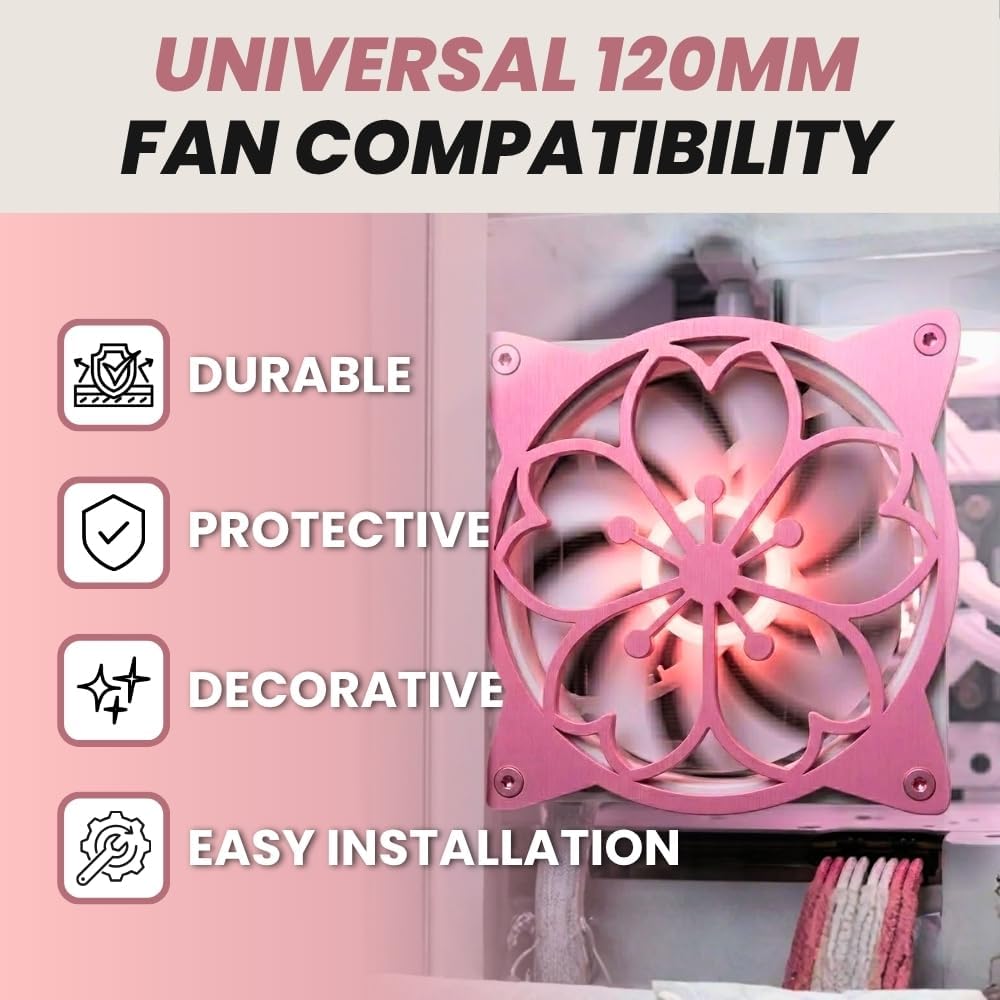 120mm SplashNColor Sakura Fan Grill Decorative Cover, Super Cute Functional Cherry Blossom Cooling PC Fan Cover