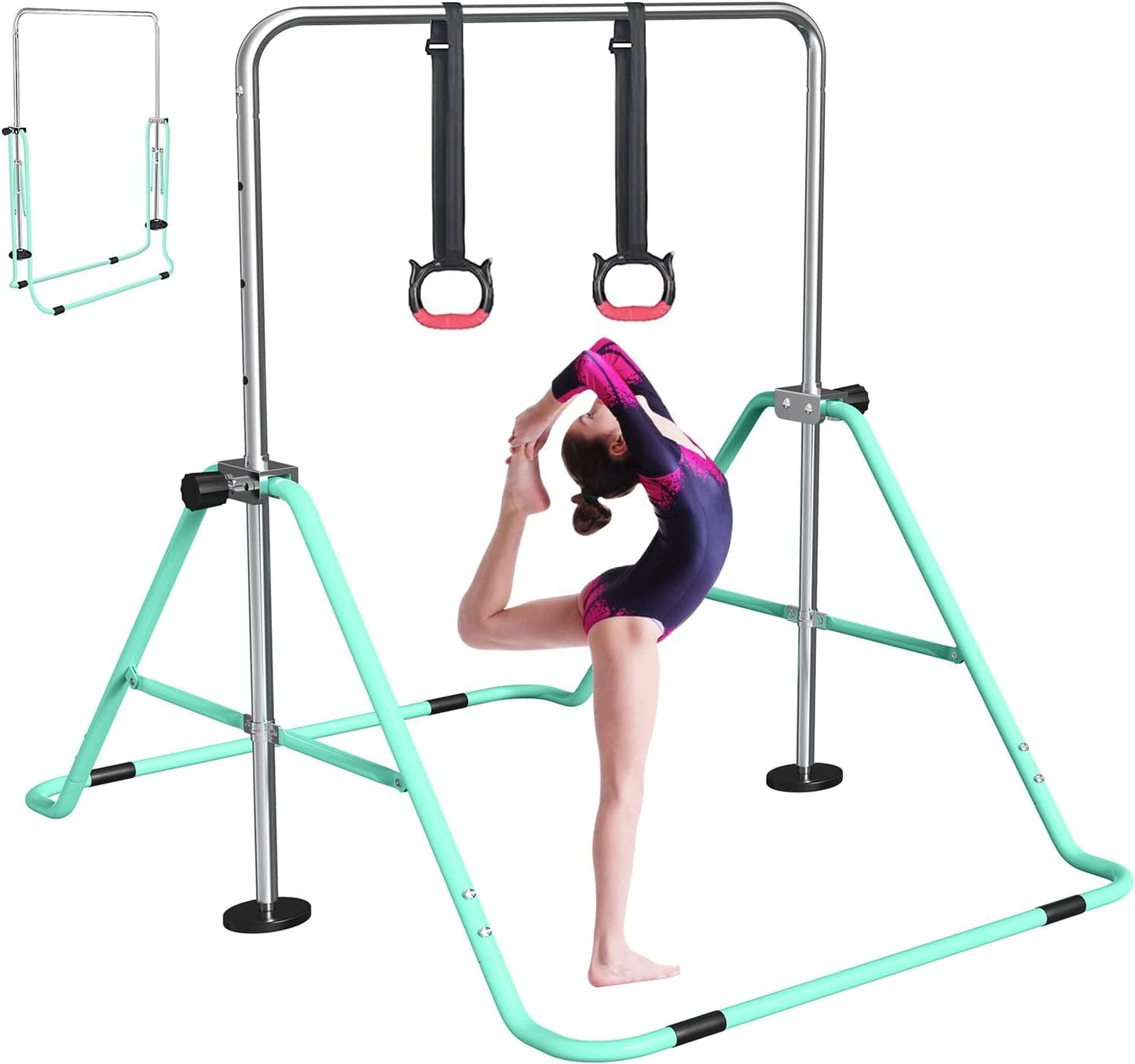 FBSPORT Gymnastics Bar for Kids，Adjustable Height Gymnastic Horizontal Bars,Junior Training Bar Children Folding Training Monkey Bars for Home Using