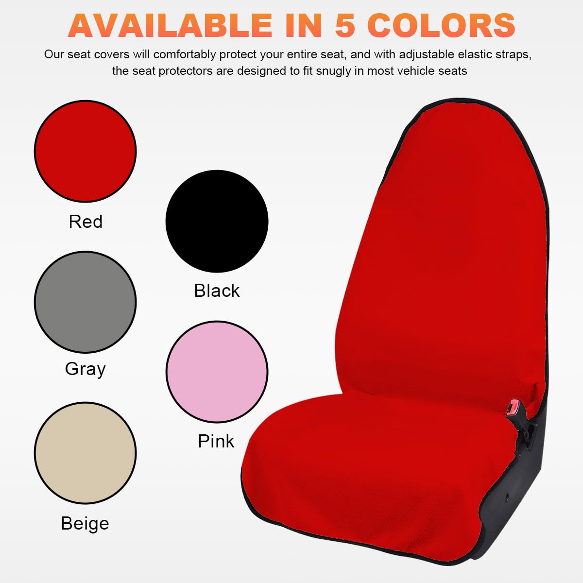 ZNDAW Waterproof Sweat Towel Car Seat Cover, Sweatproof Non-Slip Auto Seat Cover for Post Gym Workout, Running, Swimming, Beach, Universal Seat Protector for Car, SUV, Trucks, Sedan (Red)