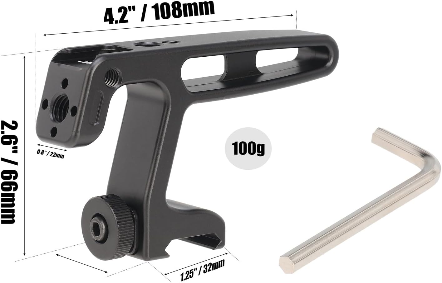 FocusFoto 1/4"-20 3/8"-16 3/8"-16 NATO Handle Grip for Lightweight DSLR Mirrorless Camera Cage Rig, Mini Top/Side