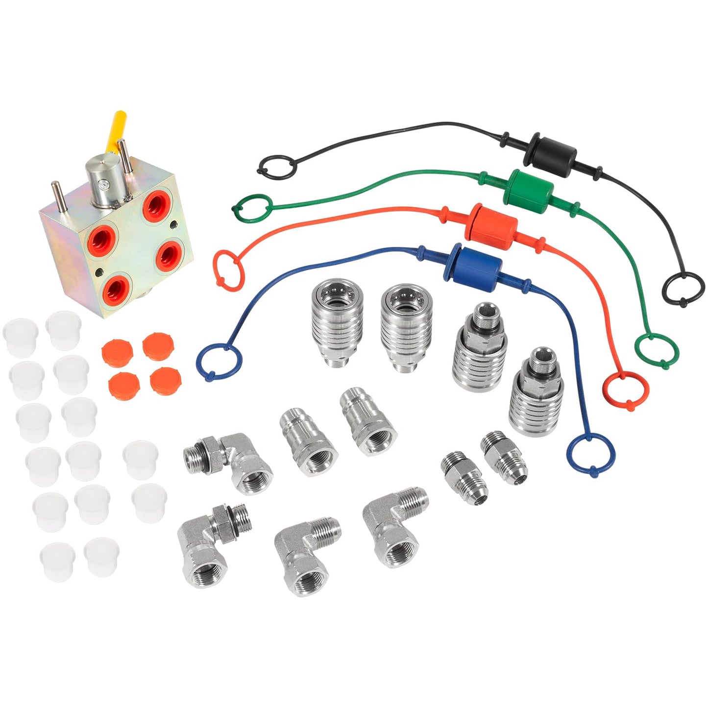 Manual Hydraulic Multiplier, SCV Splitter/Diverter Valve with Couplers and Ag Fittings - 20 GPM Flow, 3000 PSI Max Pressure，Expand Your Hydraulic Control with Ease
