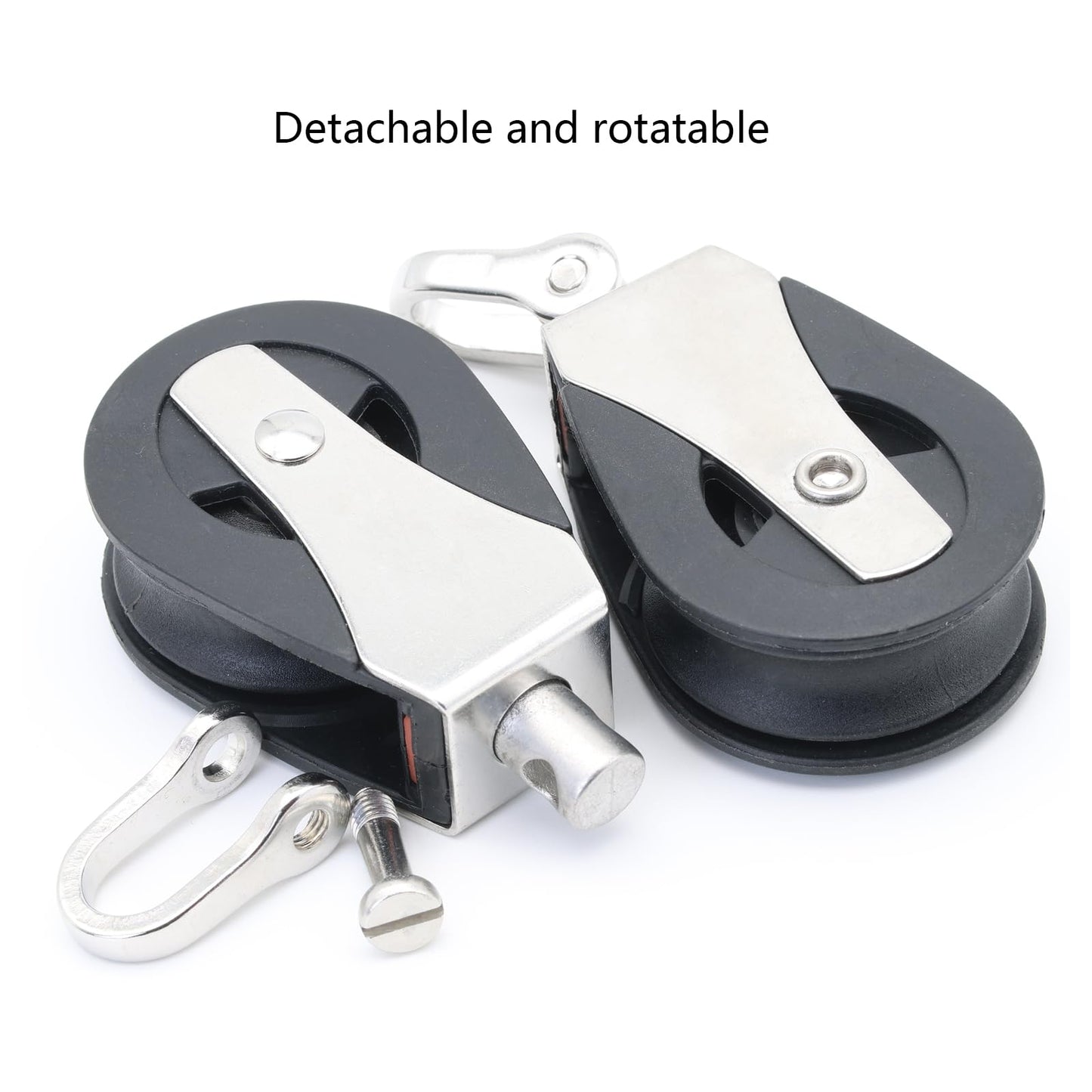 LEQMG High Load Marine Stainless Steel Nylon Block Single Pulley,Smooth Silent Bearing,Rope Runner Boat Accessories(2 Pcs)