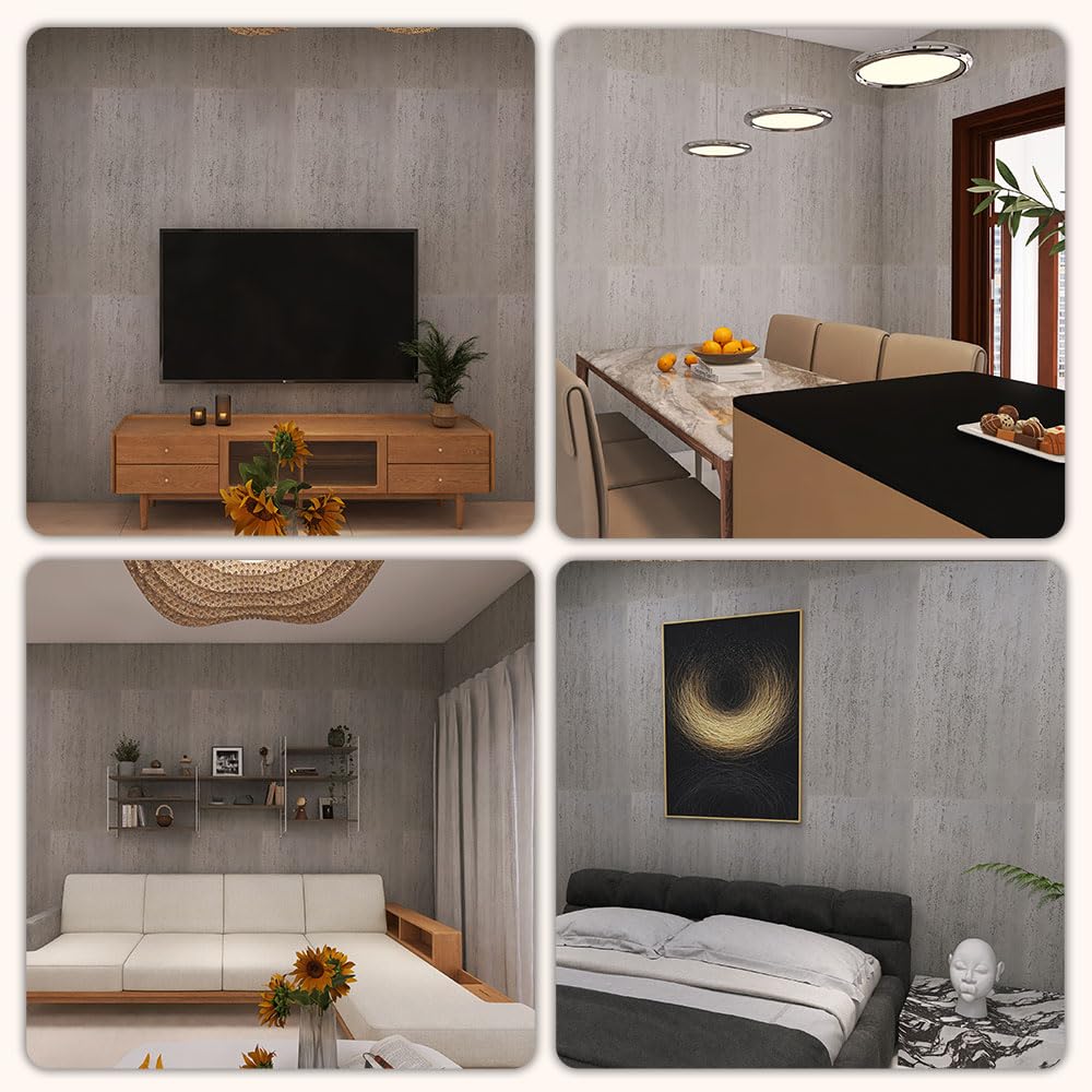 eazart 3D Wall Panels Faux Stone Panel for Exterior/Interior Wall, MCM Natural 4PCS 47.2"x23.6" / 30.94 sq ft (Travertine Stone Gray)