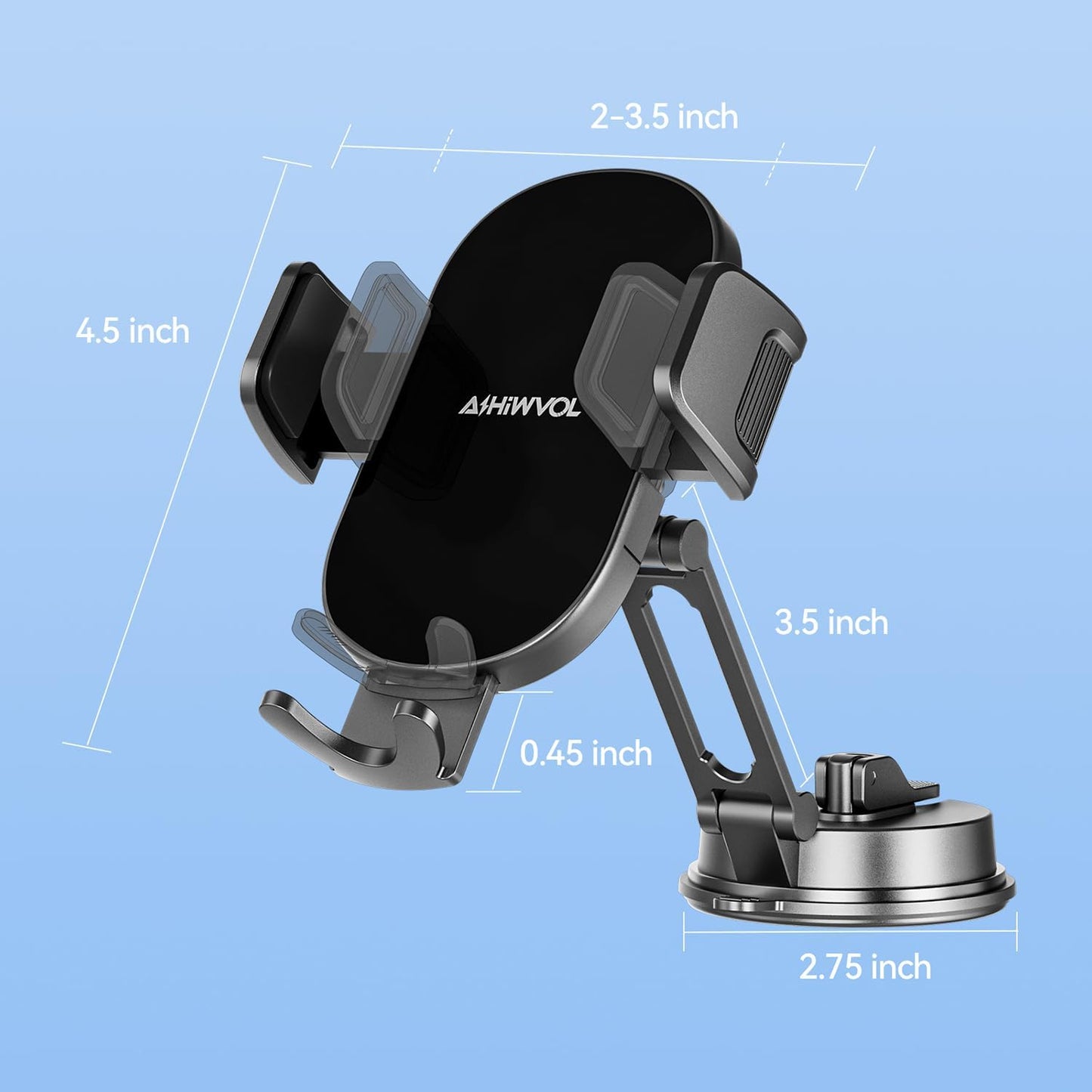 AiHiwvol [360 Universal Vacuum Phone Holders for Your Car Rotation Metal Holder] Upgraded Suction Cup Phone Mount