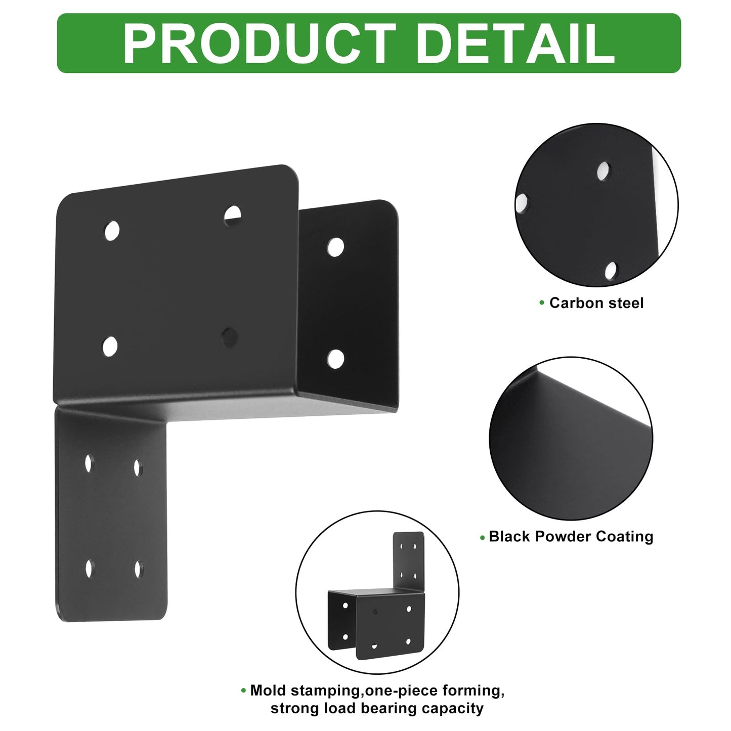 4 Pcs Post Caps Tie Bracket,4x4 Black Joist Anchor Connector for 4x4,4x6 Post,14 Gauge Joist Hanger Brackets,Roof Tie Header Hanger for Supporting Beams Rafters