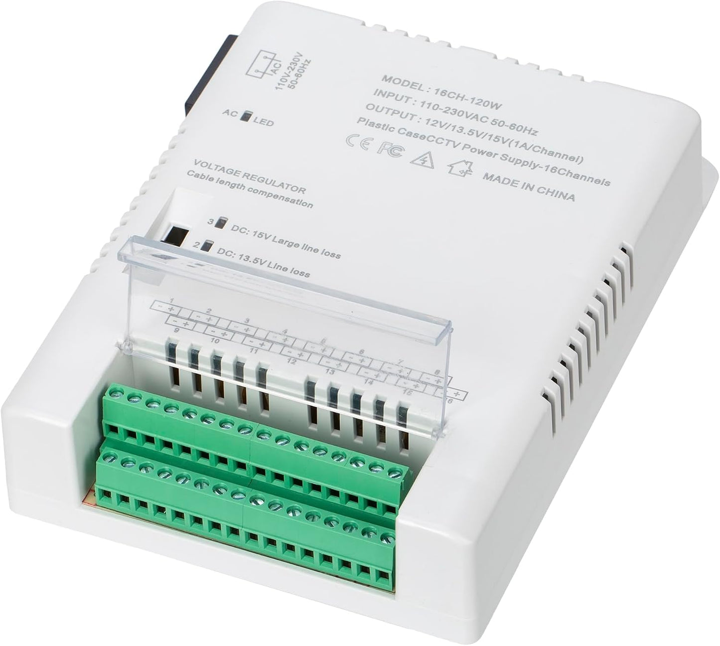 XENOCAM 16 90V-264VAC 12V-13.8-15VDC (HD16C120W) Channel CCTV Camera Power Supply Distribution Power Supply Input