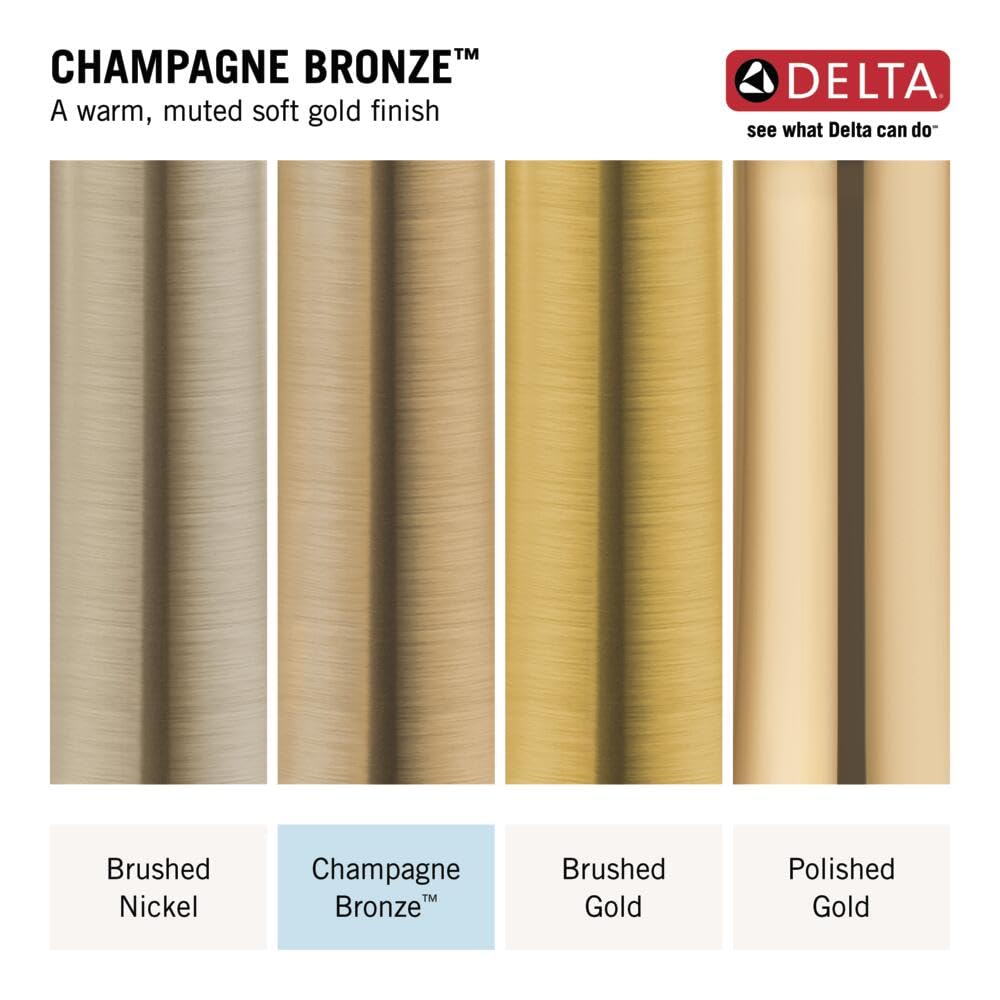 Delta Modern 14 Series Square Rain Shower System Faucet Set, Rainfall Brushed Gold Shower Head and Handle Set, Valve Trim Kit, 10 Inch, Champagne Bronze 342701-CZ