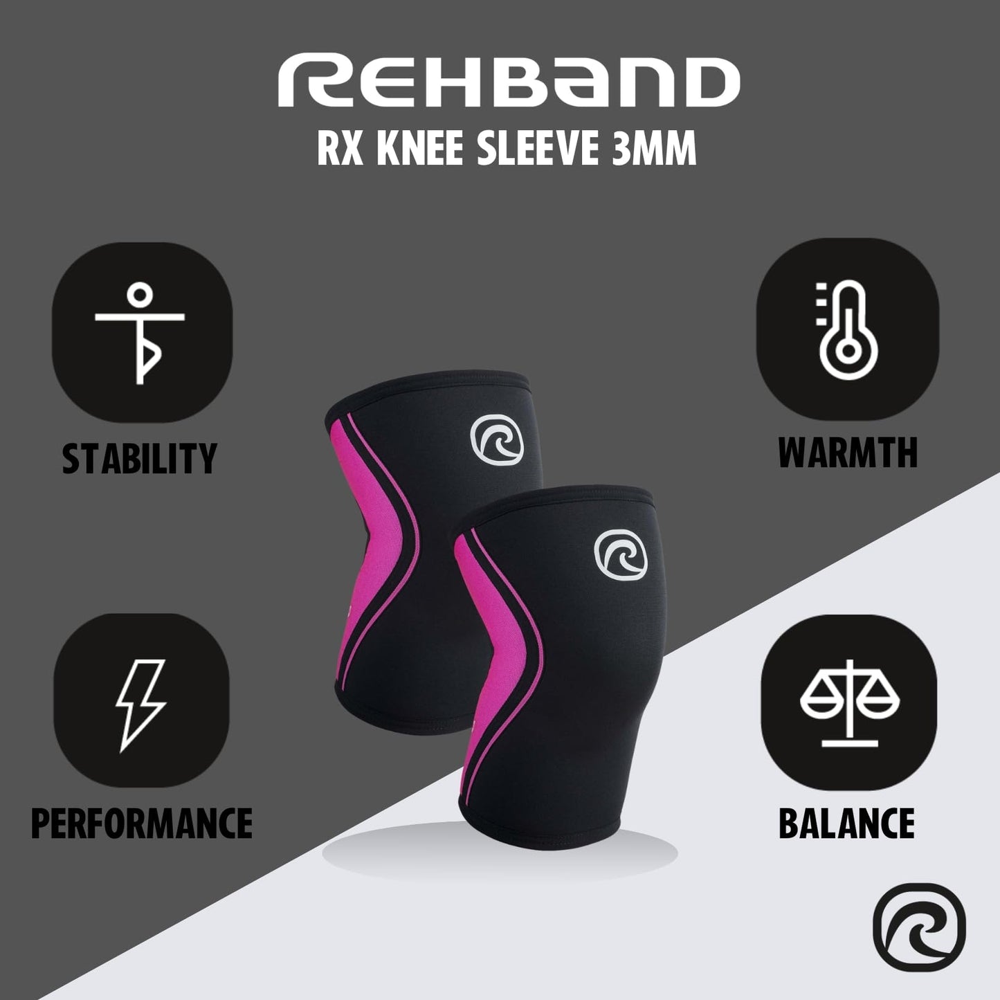 Rehband Knee Sleeve 3mm Neoprene, Lightweight Knee Brace for Endurance and Ball Sports, Unisex Compression Starter Knee-Sleeves, Breathable Running Knee Support, Colour:Pink - 1 Pair, Size:Medium