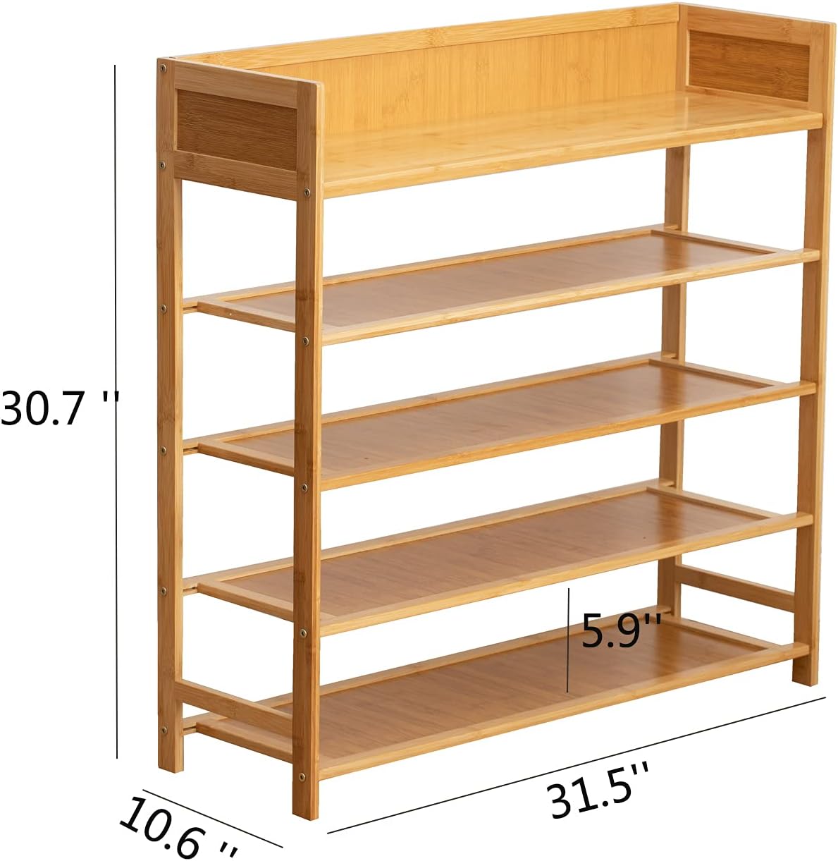 Bamboo Shoe Rack Organizer - 5-Tier Storage Solution for Entryway, Hallway & Closet | Natural Finish (31.5")