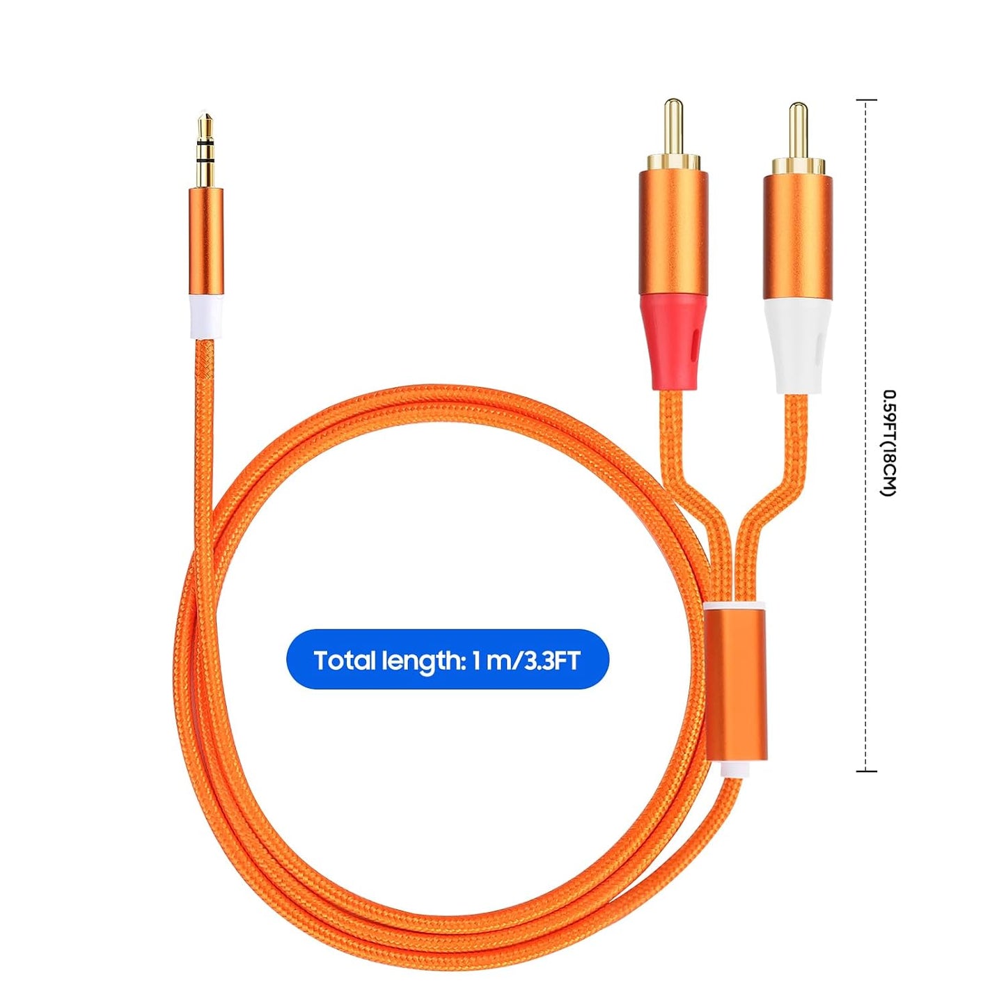 SJINYITONG 3.5mm Cable,2 3.5mm MP3 3.3ft/1 Pack to RCA RCA to AUX Cable for HiFi Systems, Speakers, Players, TVs