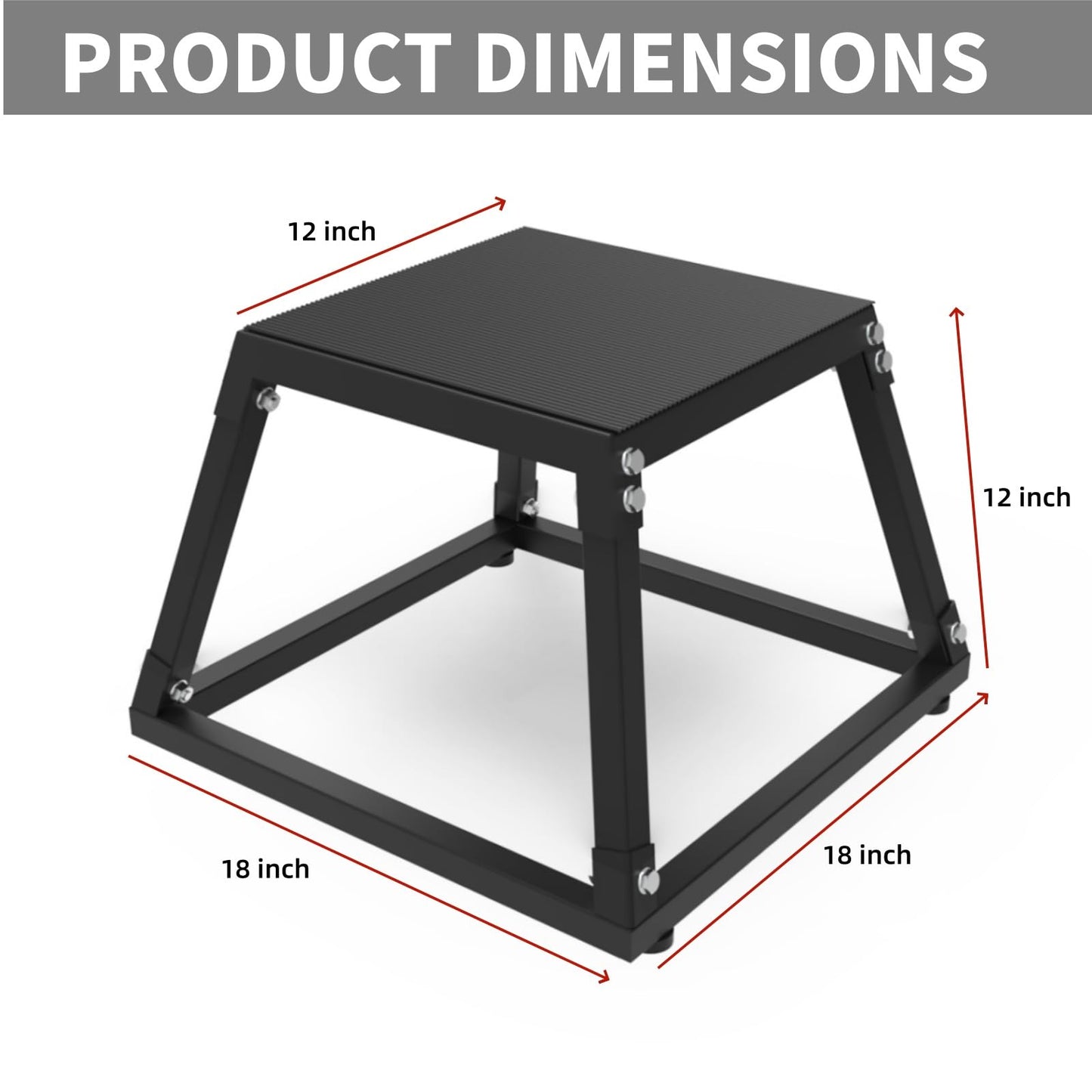 ActiveTrail Plyometric Jump Box, Steel Plyo Platform and Jumping Box, Anti-Slip Exercise Step Up Box for Home Gym Training