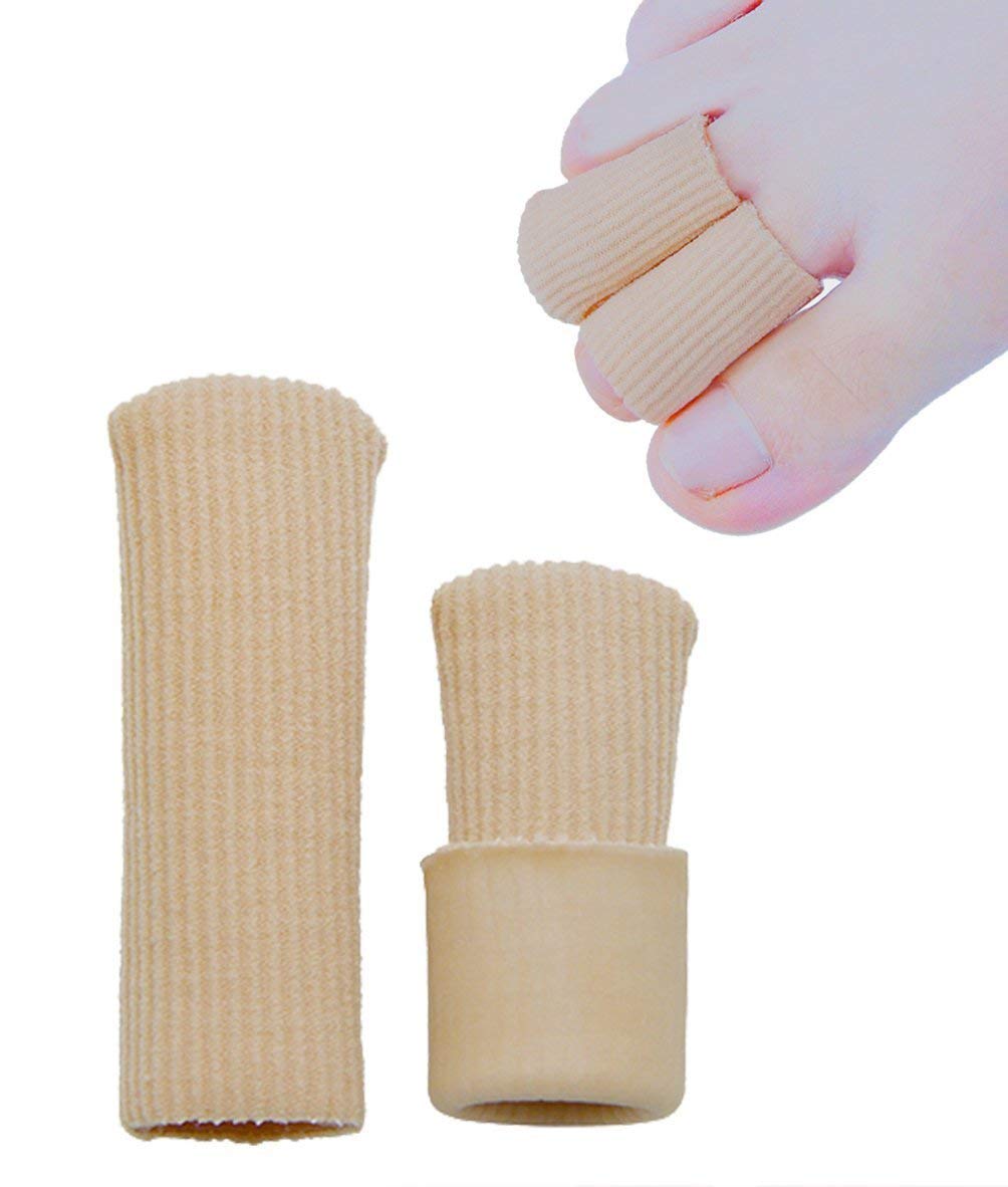 SOHLER 6 Packs Closed Toe Caps Finger Covers Sleeve Protectors, Elastic Fabric Lined with Soft Gel (Large 1"x 2-1/2")