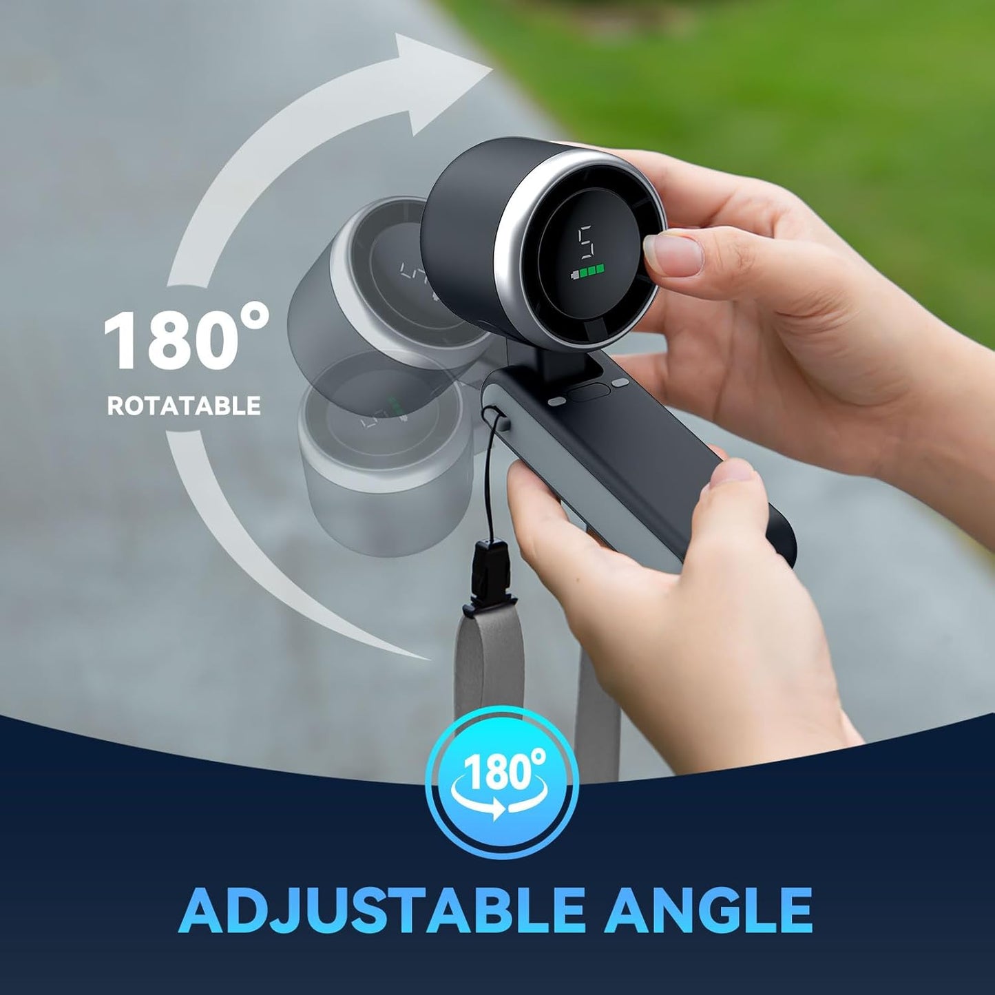 PlayHot Portable Handheld Turbo Fan - Compact Design with USB-C Cable | Sleek Black Finish