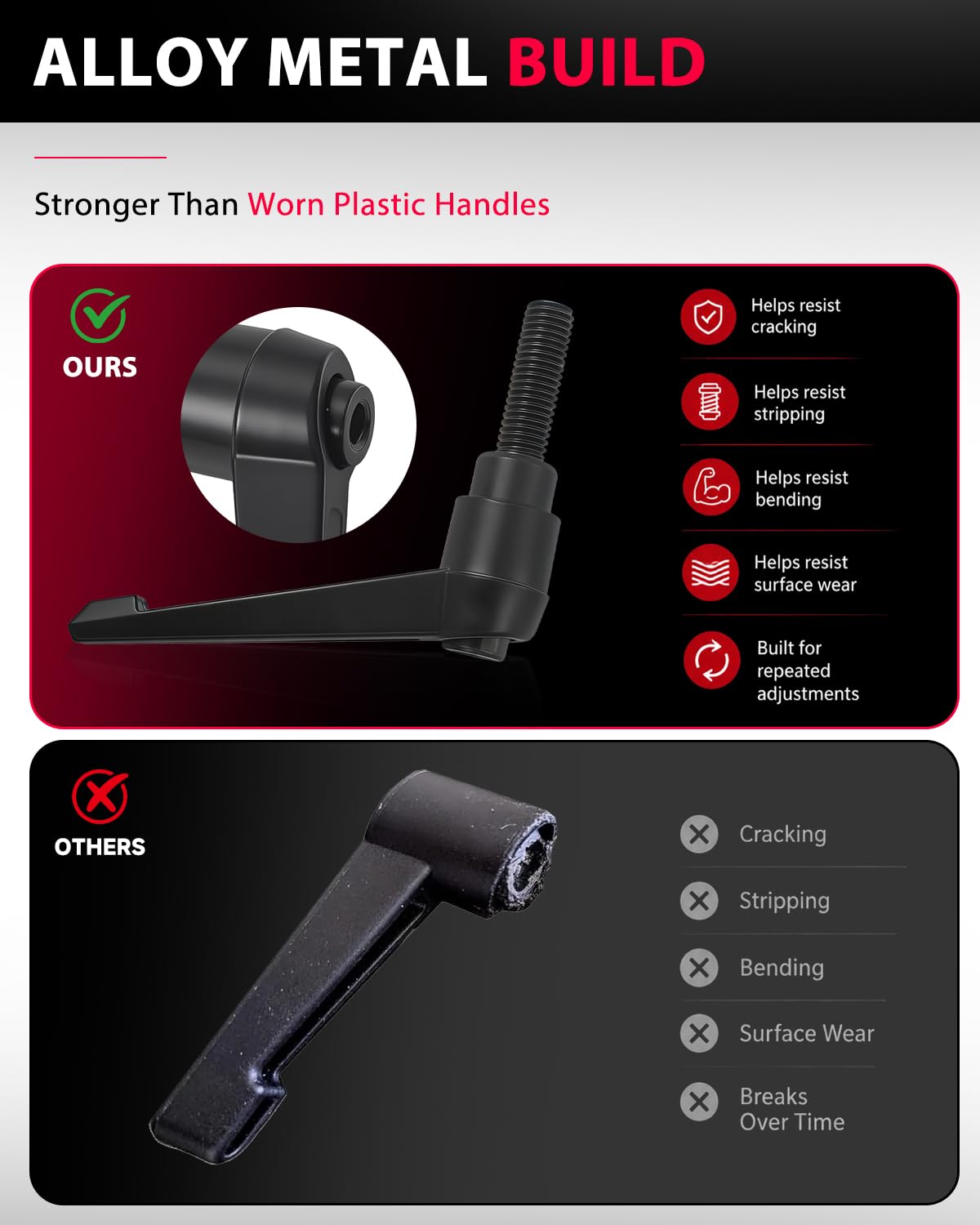 TCVG Alloy L-Handle Adjustment Lever Compatible with Peloton Bike Seat and Handlebar Height Adjustment, Exercise Bike Accessory