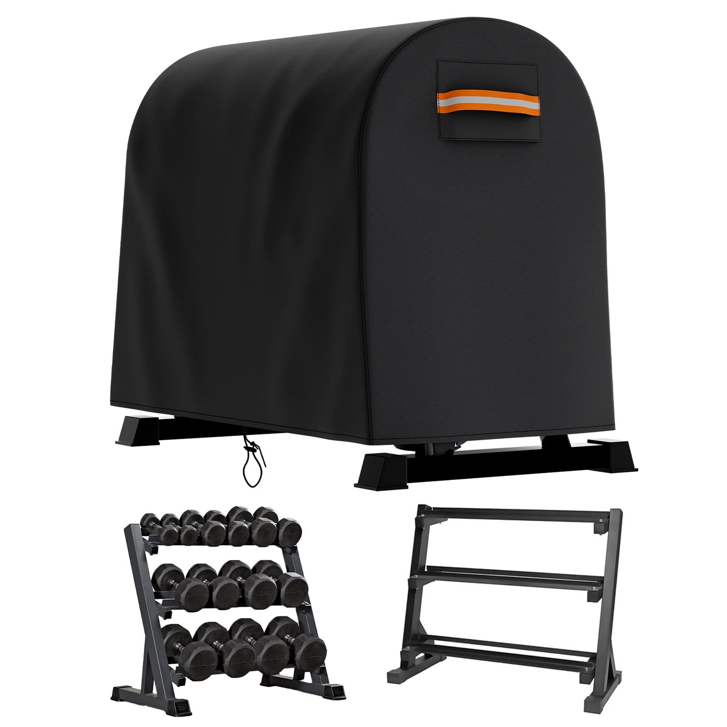 EVRBUL Dumbbell Weight Rack Cover Waterproof Dustproof Compatible with Home Gym Dumbbell Set Brackets (40” L x 25” W x 35” H)