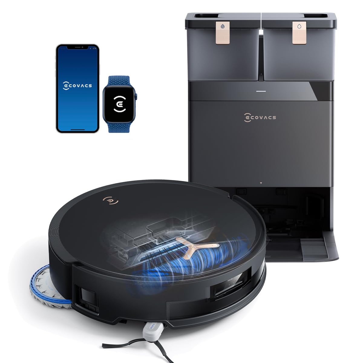 ECOVACS DEEBOT T50 MAX Robot Vacuum and Mop,18,500Pa Blast Suction,12-in-1 Omni Station,18mm Auto Mop Lift, Zero Tangle, TruEdge Edge Cleaning, Perfect for Pet Hair, Carpets & Hard Floors
