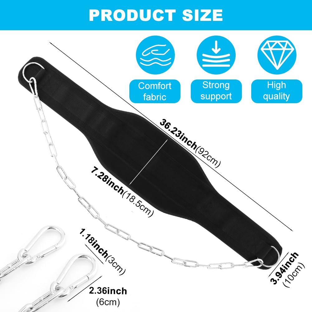 Dip Belt for Weightlifting,Weighted Pull Ups Belt with Chain,Weightlifting Belts for Men Women,Gym Workout Waist DipBelt for Weight Lifting,Squat,Training,Fitness Weight Belts