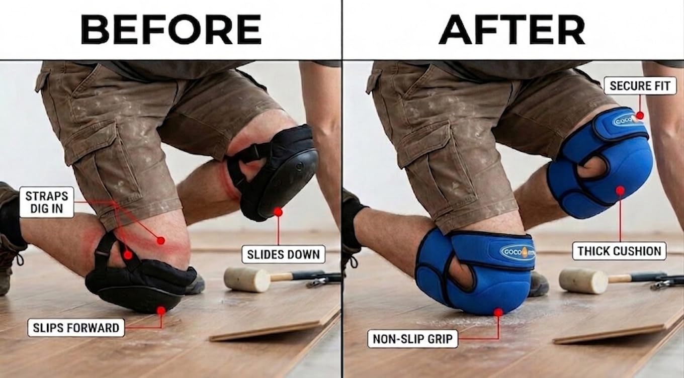 Coco Ruta Soft Knee Pads for Work Men & Women, Professional Flooring Knee Pads Rodilleras de Trabajo for Gardening, Carpet Installation, Cleaning, Thick Cushion Non Slip Comfort Knee Protectors