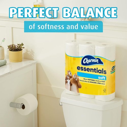 Charmin Essentials Soft Toilet Paper - 9 Mega Rolls | Equivalent to 36 Regular Rolls