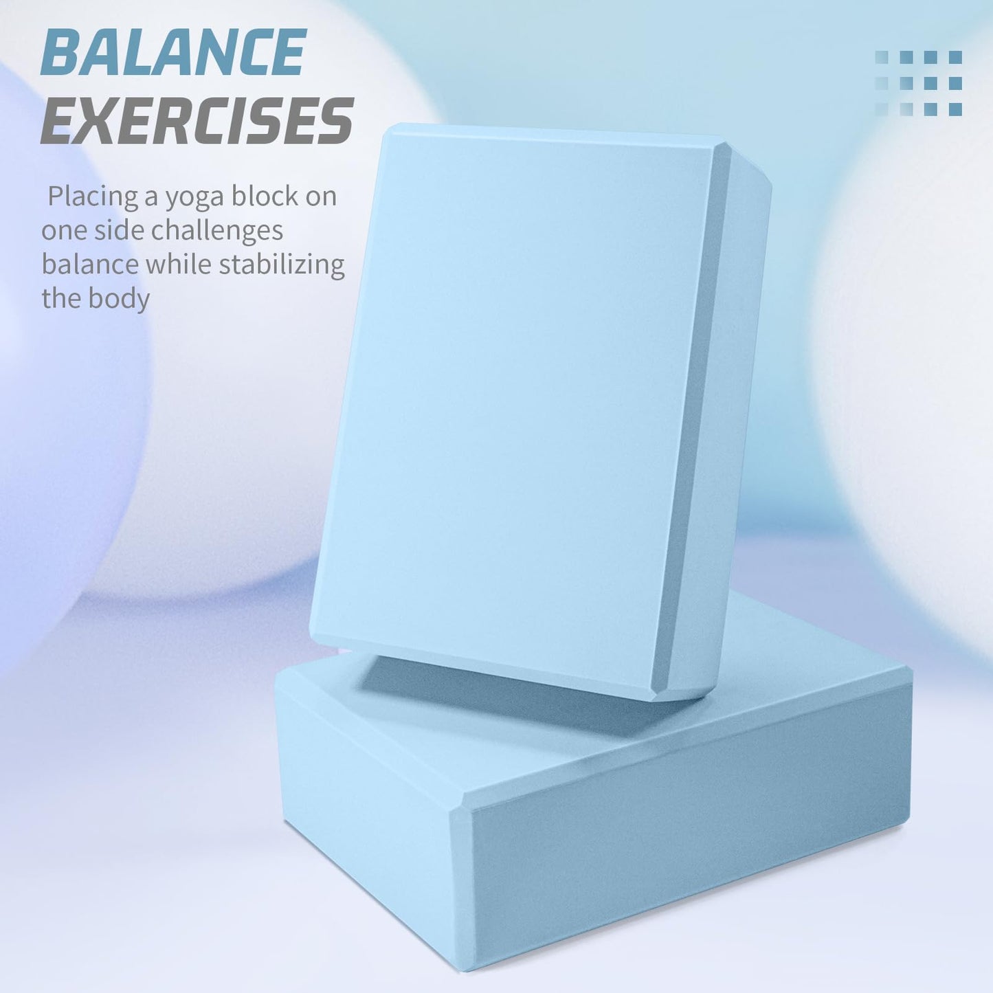 Yoga Blocks 2 Pack 3x6x9IN Foam Block Supportive Latex-Free with Beveled Edges, Non-Slip Exercise Blocks for Pilates, Meditation, Balance, Stretching and Deep Poses(Sky Blue)