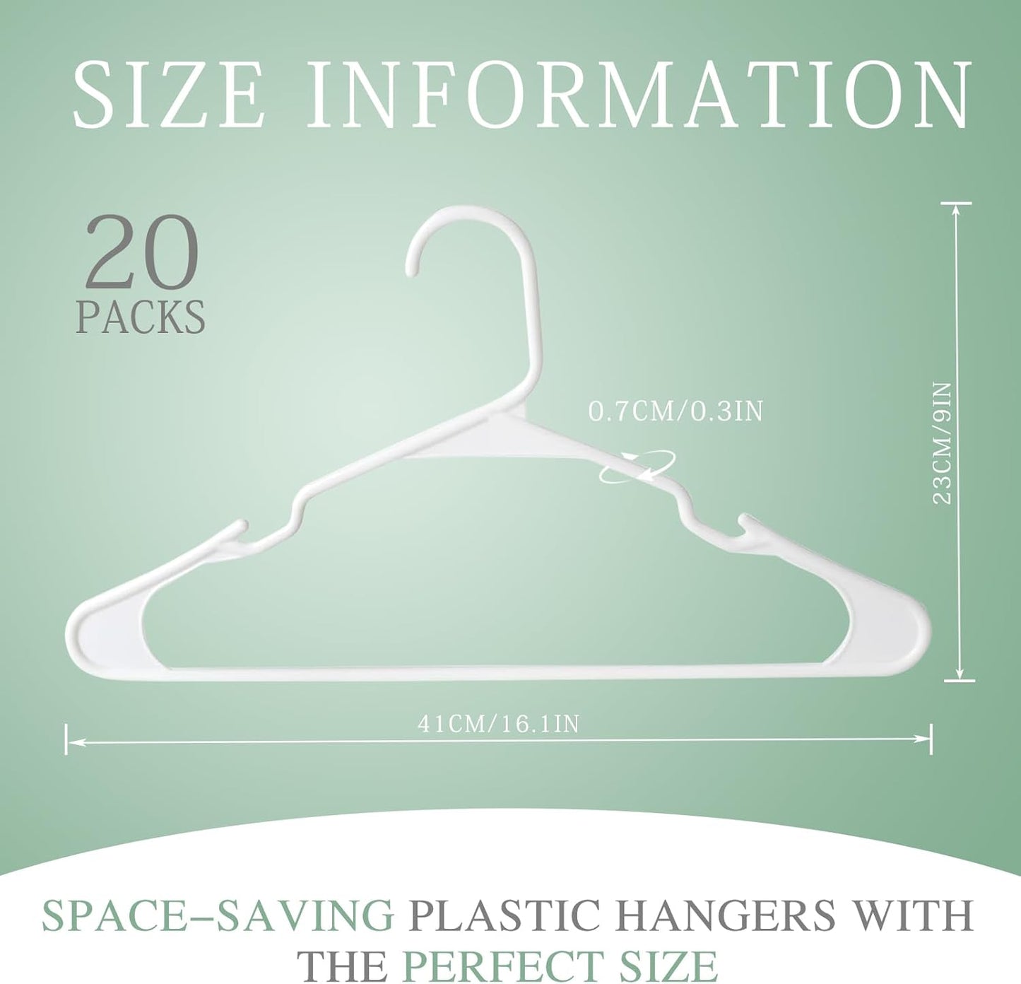 Skiennix 20-Pack White Plastic Clothes Hangers - Durable Space-Saving Design for Coats, Shirts & Dresses