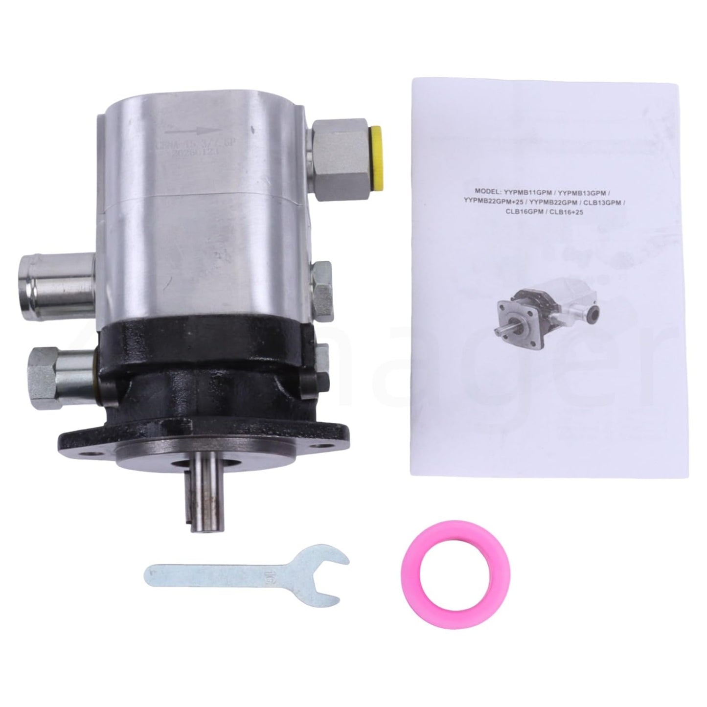 Zachager 22 GPM Two-Stage Wood Splitter Pump—3000 PSI High/Low Hydraulic Gear Pump—3600 rpm, NPT 3/4” Outlet, NPT 1” Inlet, 5/8” Shaft