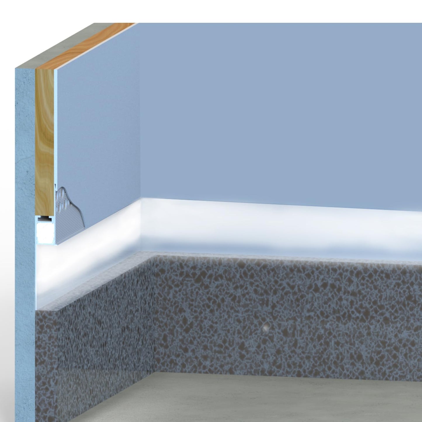 Besseto Plaster in LED Channel,4 x 2m White Drywall LED Strip Light Channel,Trimless Recessed Baseboard LED Aluminum Profile for 1/2 inch Thick Drywall Plaster Gypsum