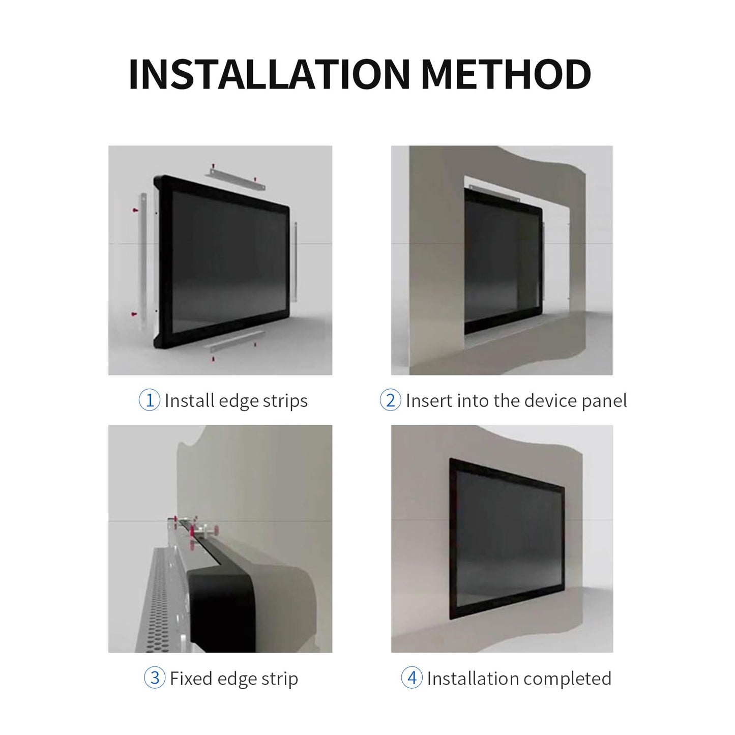 Nekiuy 19 Inch Industrial Embedded Touchscreen Monitor, Ratio 16:9 Embedded Display, Built-in Speakers, IP65 Front, Features HD/VGA/DVI/USB Ports