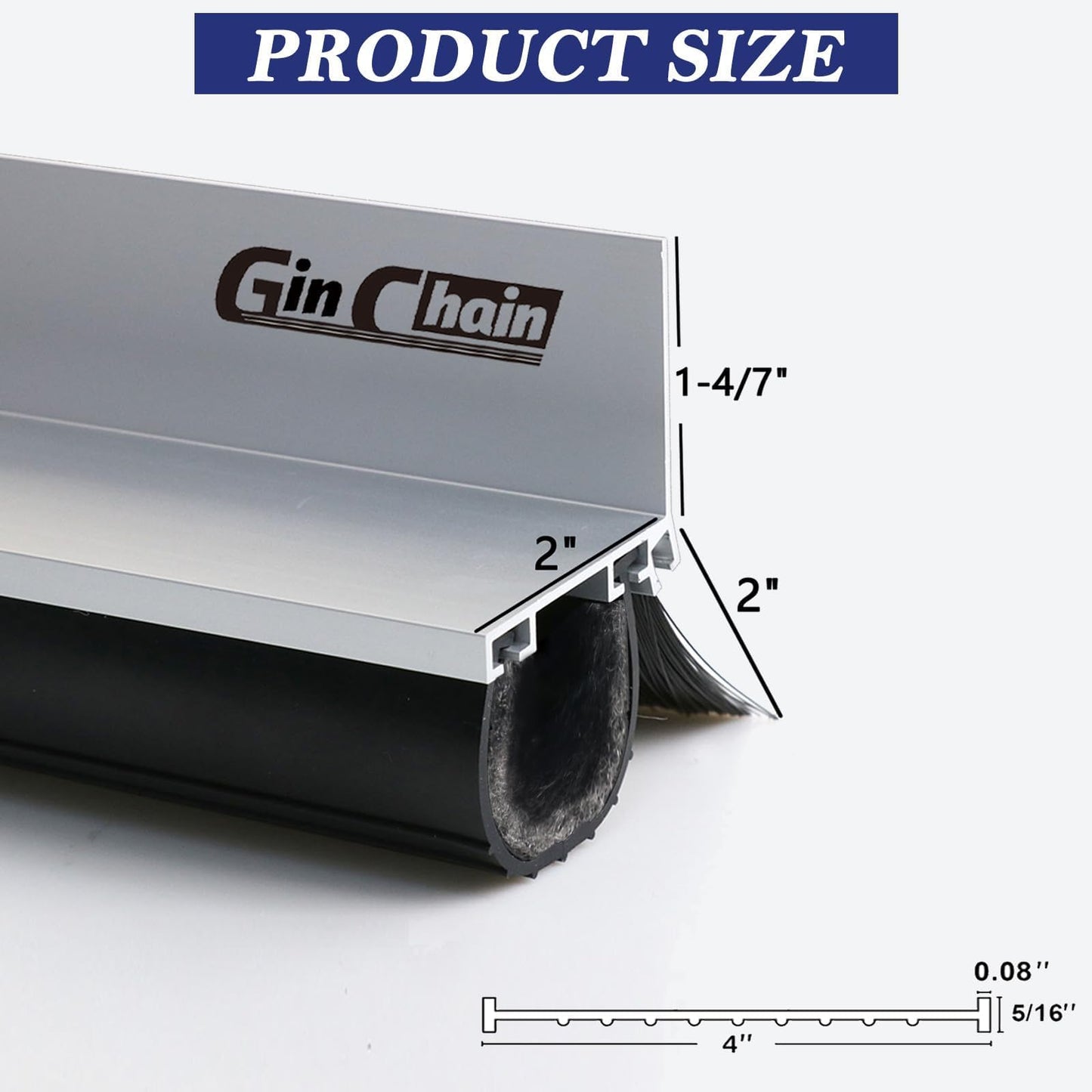 Heavy-Duty U+O Garage Door Seals Bottom Rubber with Aluminum Track Retainer Base + 5cm Brush Combination Kit