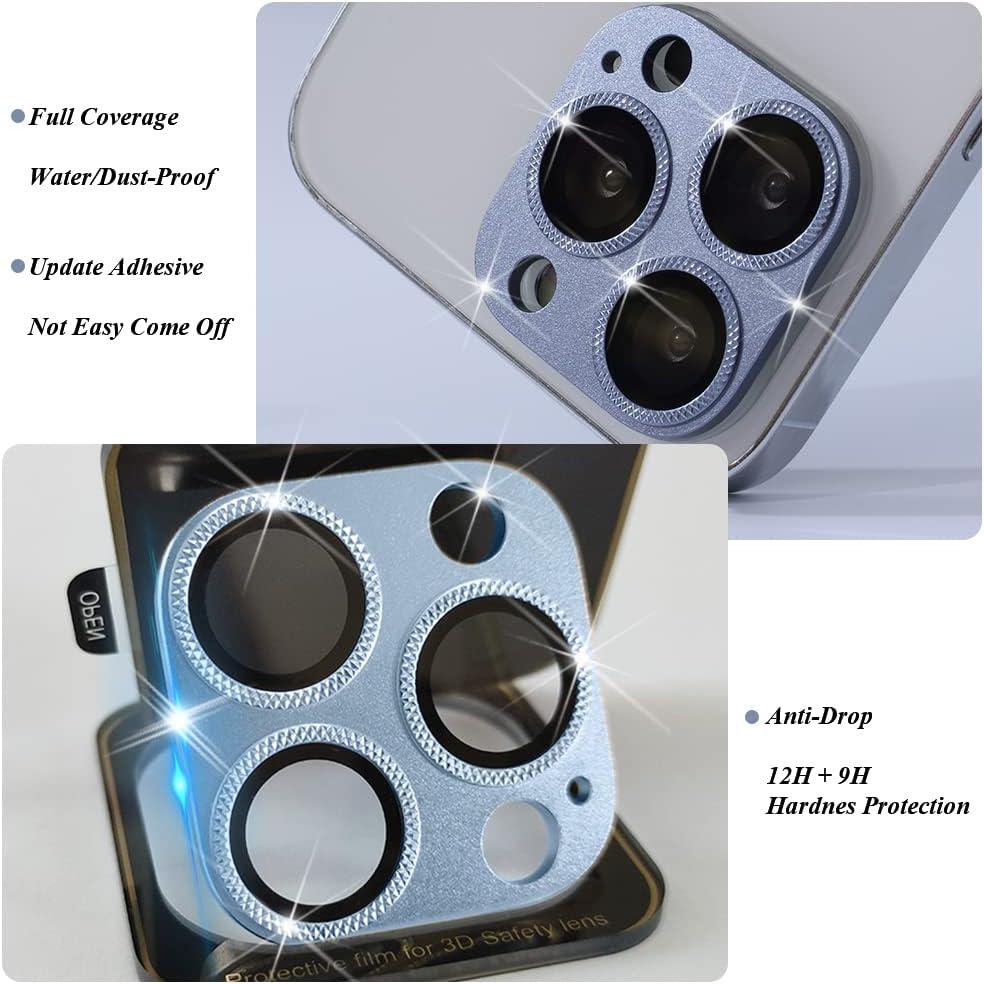 2 Pack 13 10 Camera Lens Protector Compatible for iPhone Pro/Max, Aluminum Alloy Metal & H Tempered Glass