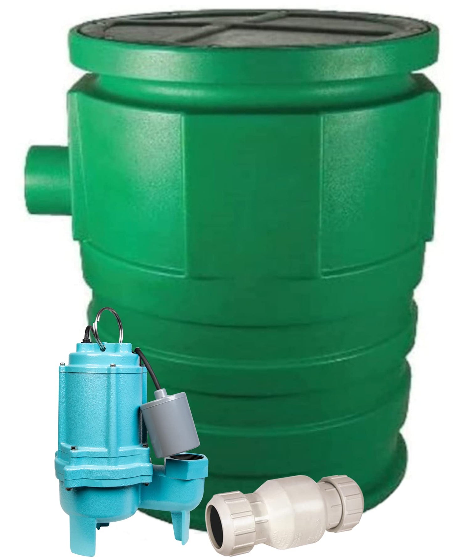 Little Giant WCR-9SS 115 Volt, 4/10 HP, 4800 GPH Automatic Outdoor Water/Seepage Collection and Removal System with Sewage Pump, 20' Piggyback Float Switch, Steel Cover, Green/Blue, 509082