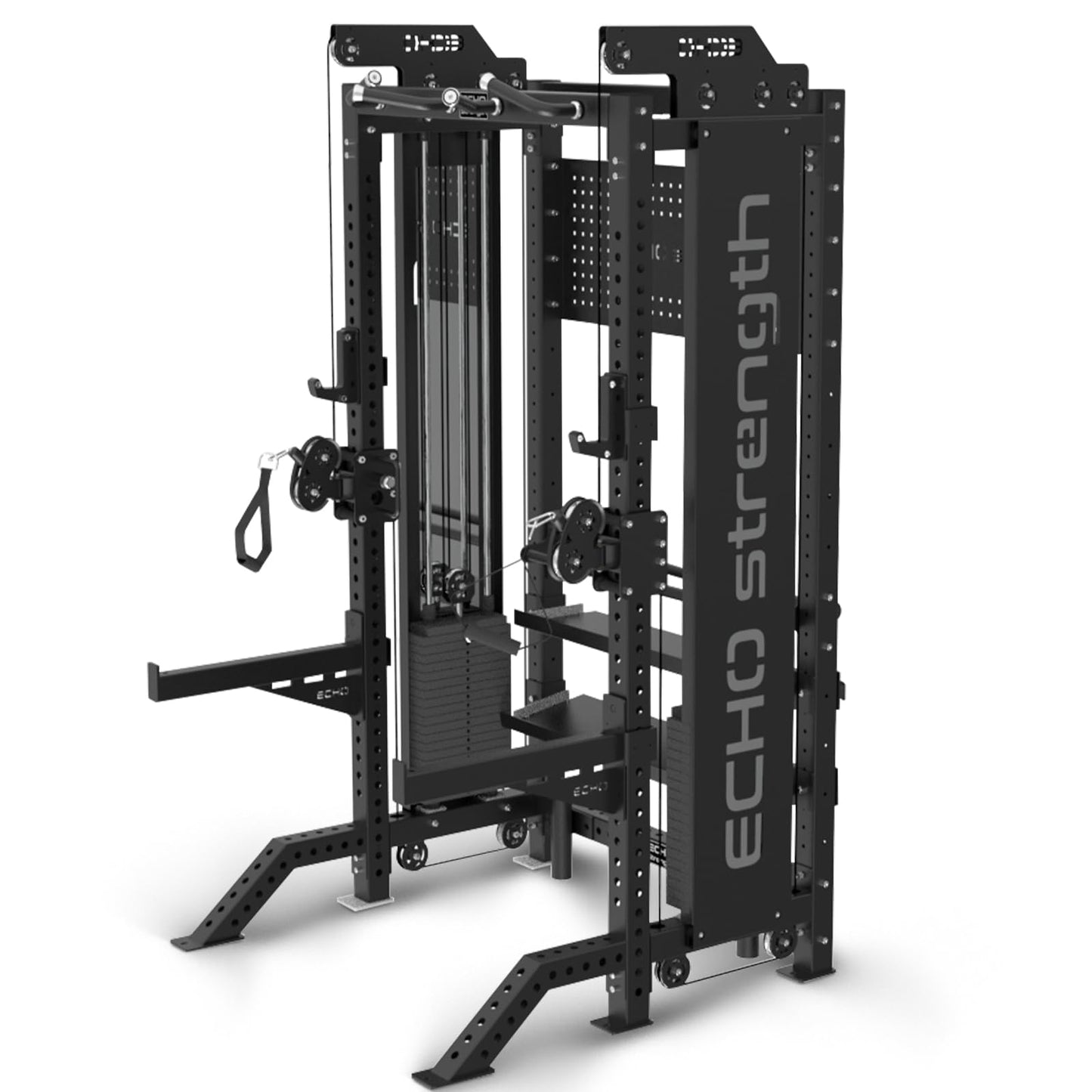 Commercial Functional Trainer Cable Machine with Dual Weight Stacks Power Cage Squat Rack Cable Crossover Exercise Machine with Pulley System All in One Home Gym Systems, Model B
