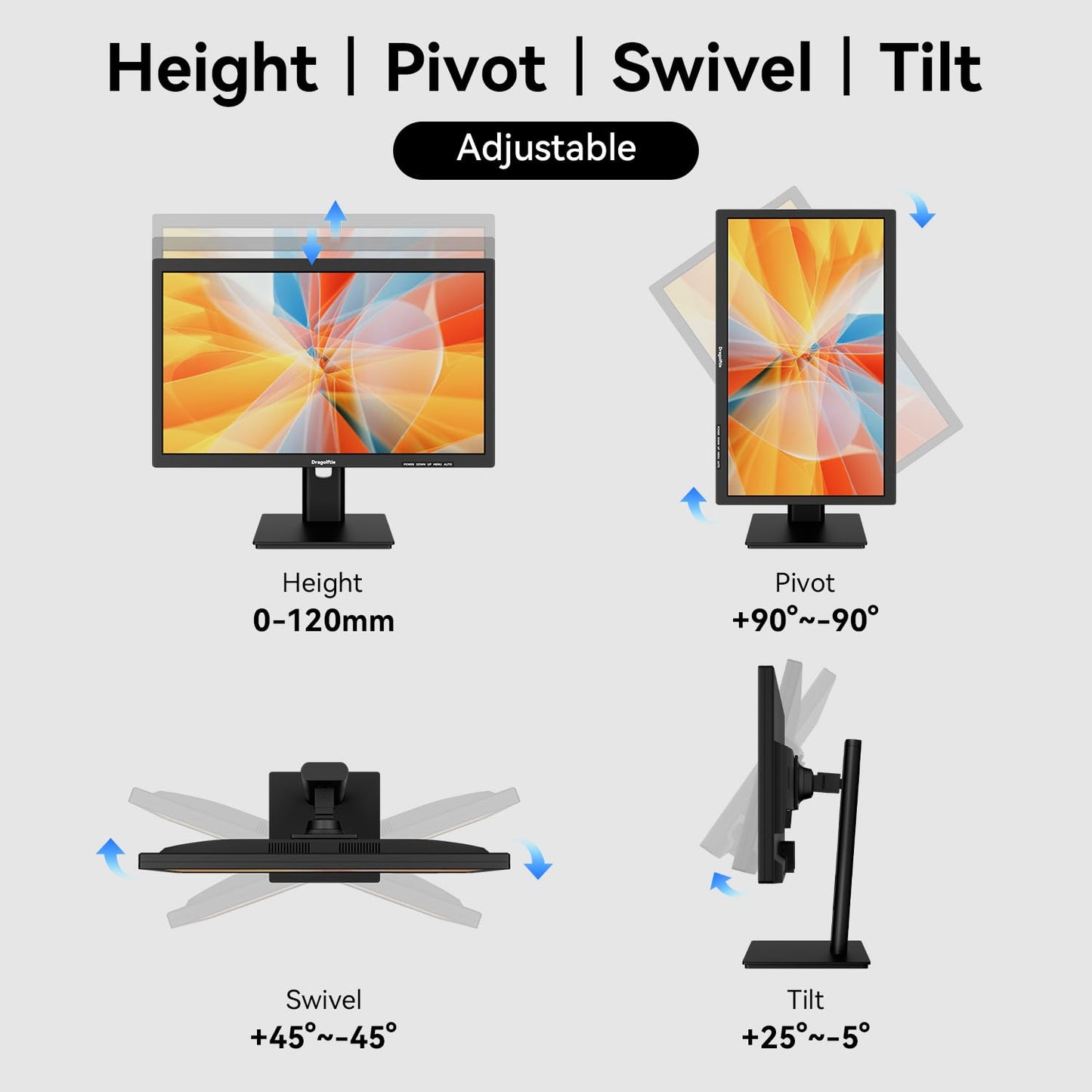 24 Inch Touchscreen Monitor VA Panel FHD 1920x1080P, 3000:1 Contrast, 99% sRGB, Height/Pivot/Swivel/Tilt Adjustable PC Touch Screen Computer Display 75Hz, HDMI, VGA, Type-B, Built-in Speakers, VESA
