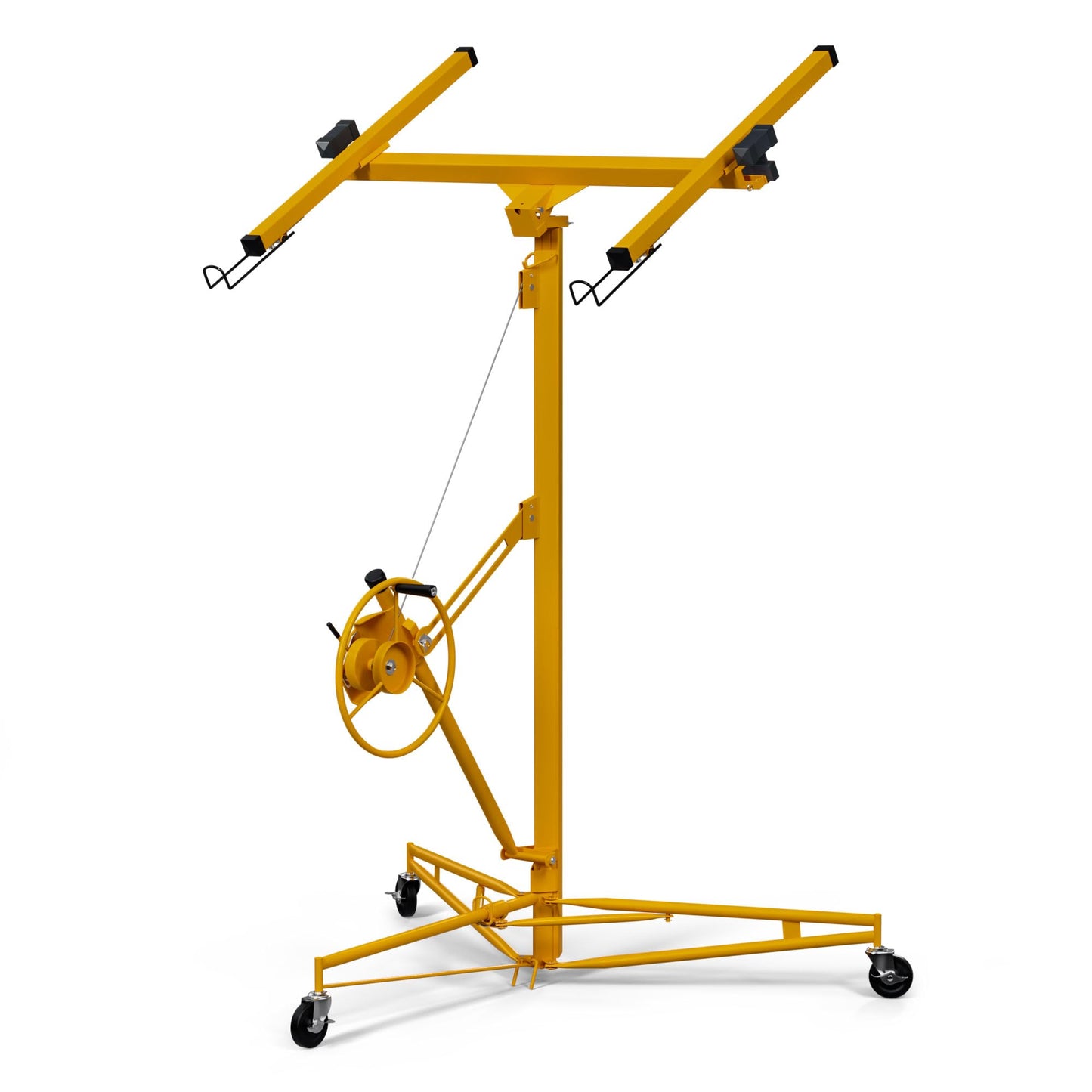 11 ft Drywall Lift,Drywall Rolling Lifter Panel,150 LBS Heavy Duty Sheetrock Lift Drywall Lift,Drywall Lift Panel Hoist Jack with 360° Adjustable Telescopic Arm & 3 Lockable Wheels (11 ft Yellow)