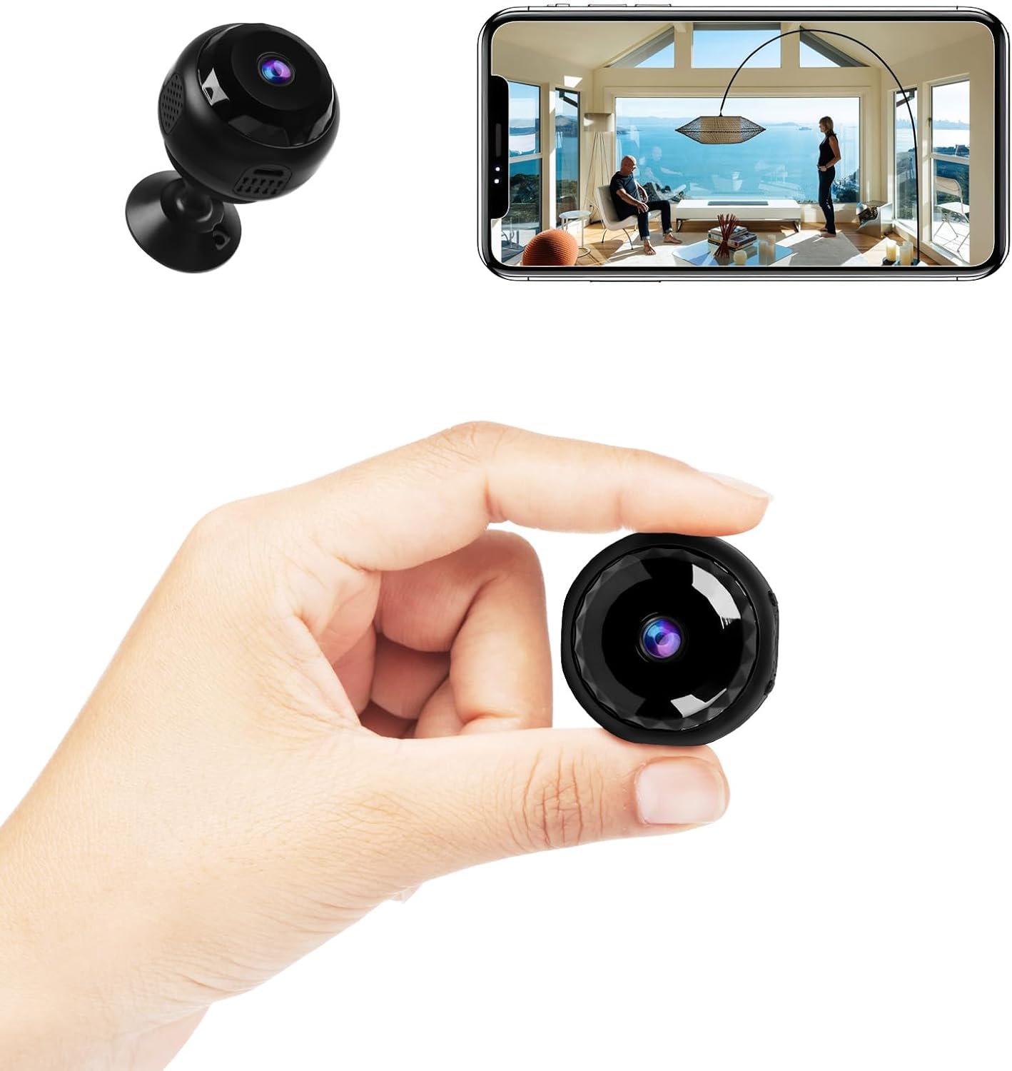 MCJ 4K 1000mAh (A10) (A10) Mini WiFi Camera - Indoor Security Camera with Video Live Feed, Motion Detection Night