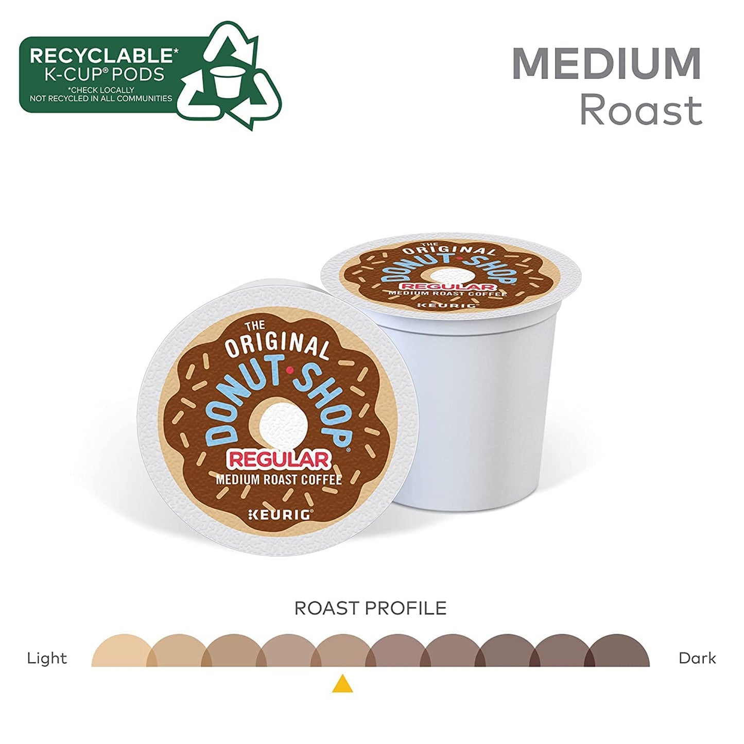 Original Donut Shop Medium Roast Coffee Pods - Single-Serve Keurig K-Cup Pods (Regular)