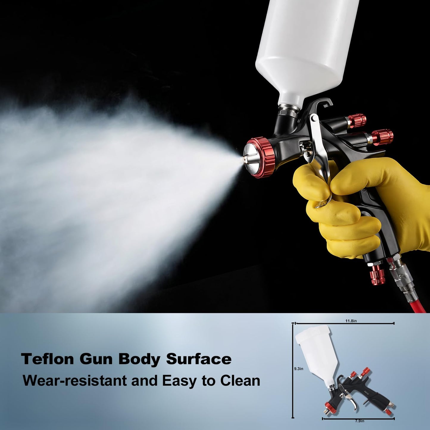 AEROPRO TOOLS R500 LVLP Air Spray Gun with 1.3/1.5/1.7mm Nozzles & Air Regulator, A610 Paint Guns Automotive, Car Paint Gun Sprayer, Paint Gun for House Painting, Car, Furniture, Varnish and Top Coat