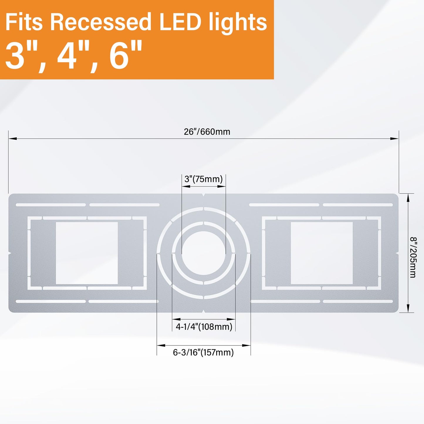 Neoaider 48 Pack New Construction Mounting Plate for 3/4/6 inch Recessed LED Light, Galvanized Steel Rough-in Wafer Light Bracket w/Symmetric Round Holes, LED Recessed Lighting Housing Plate