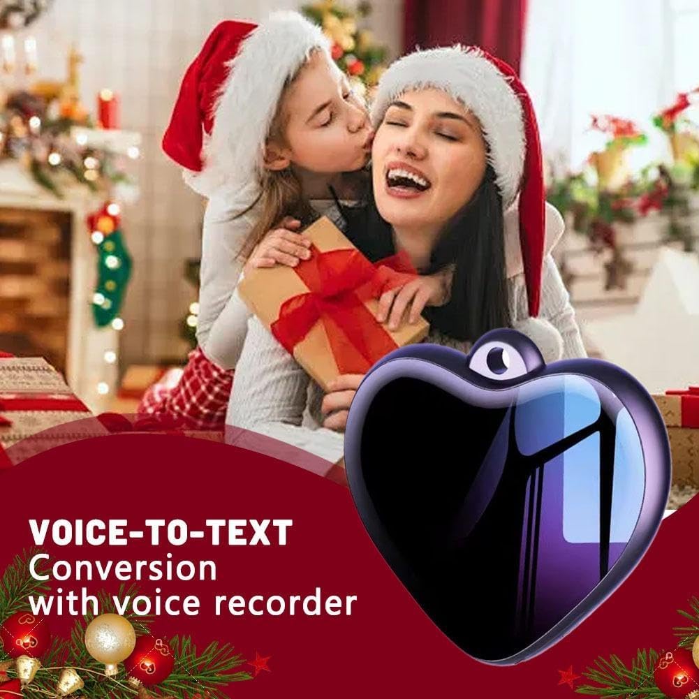 Generic 200h (8GB) Heart Pendant Voice Recorder - Storage AI-Powered Voice-to-Text Recorder with HD Noise Reduction