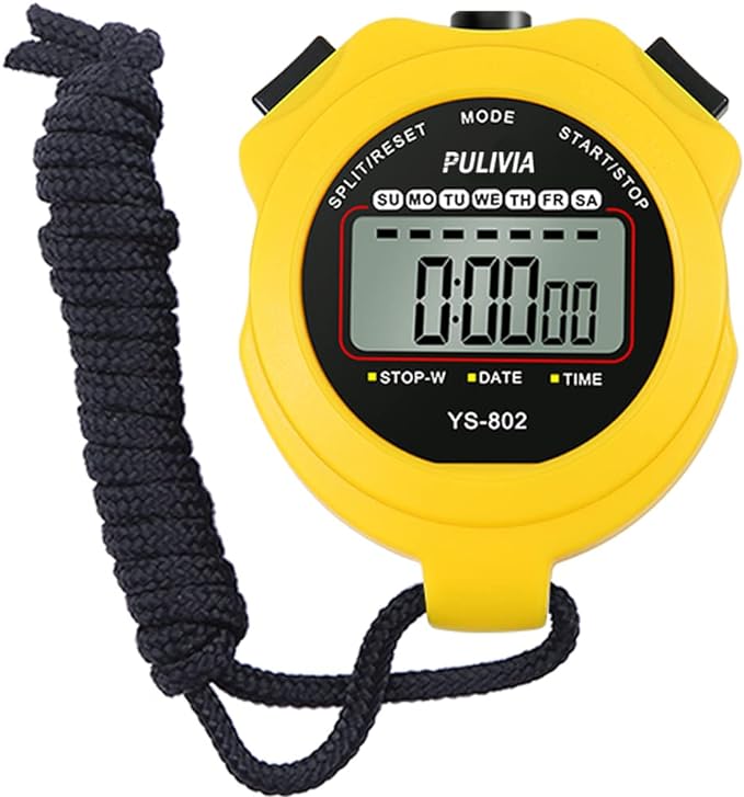 Stopwatch Timer Lap Split Digital Stopwatch with Clock Calendar Alarm, Large Display Stop Watch for Sports Kids Coaches Swimming Running