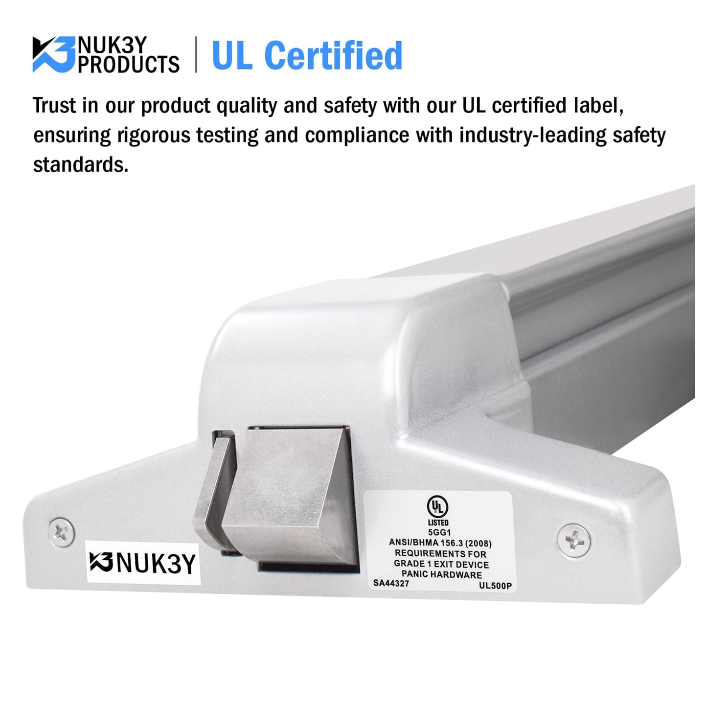 Nuk3y ED-5000 Series Panic Bar Exit Device Grade 1 ADA Certifed, Fit Door Width 31"-36" (Aluminum, Fire Rated Alarm Exit Device Only)
