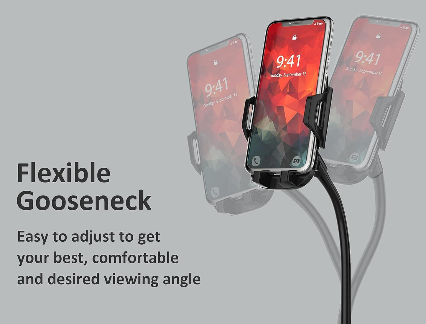 CAVIANA 360 2 Dual Phone Holder for Car Cup Holder Long Flexible Neck, Rotatable Car Phone Mount - Adjustable Cell Cup
