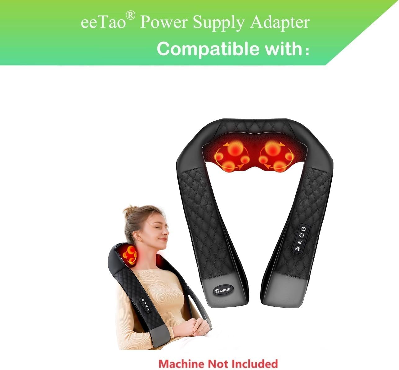 eeTao 12V KN68 DC12V Adapter for KNQZE Shiatsu Neck and Shoulder Massager Replacement Power Supply Charger Cable Cord