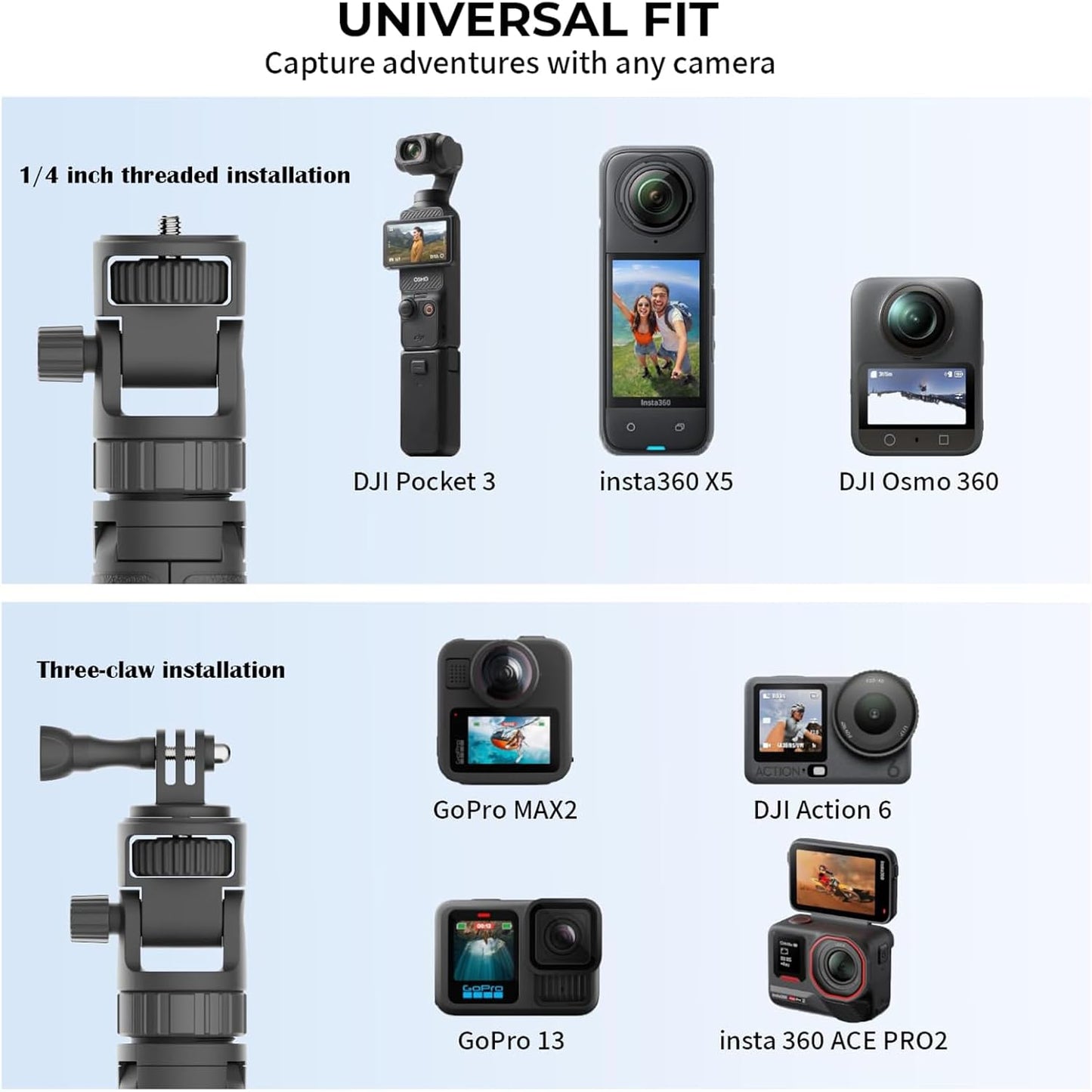Auleda 70" Insta360 Selfie Stick Tripod for Gopro Action Camera, Lightweight Phone Tripod Stand with Wireless Remote